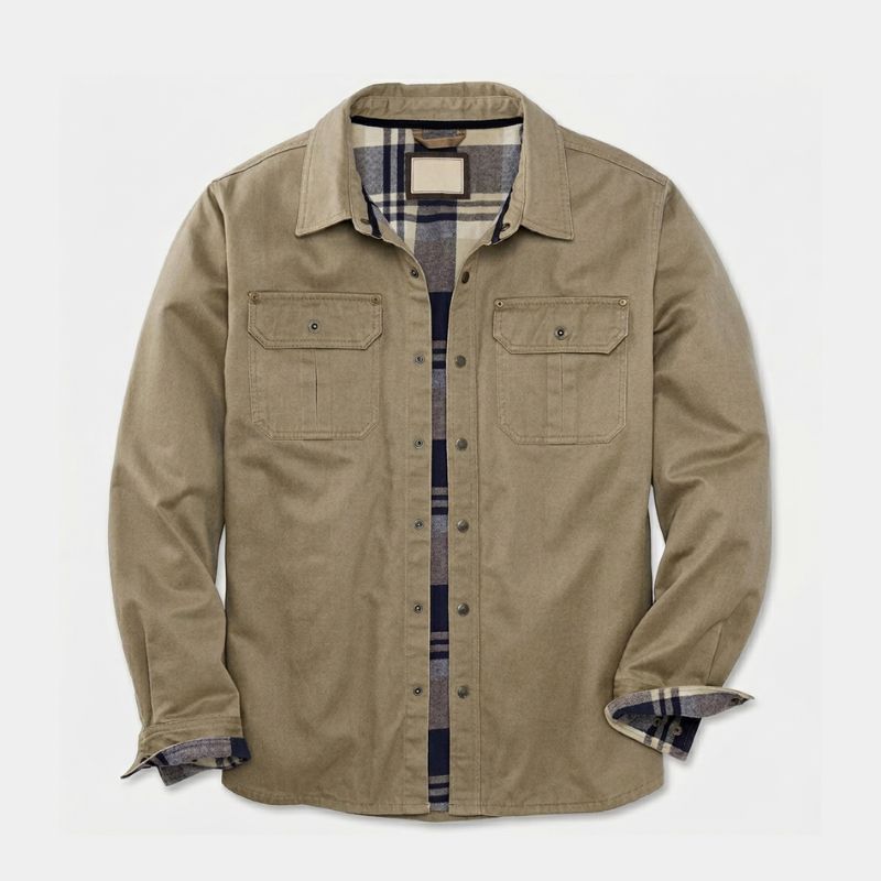 Veste Bomber Cirée Doublure Flanelle Poches Poitrine pour Homme