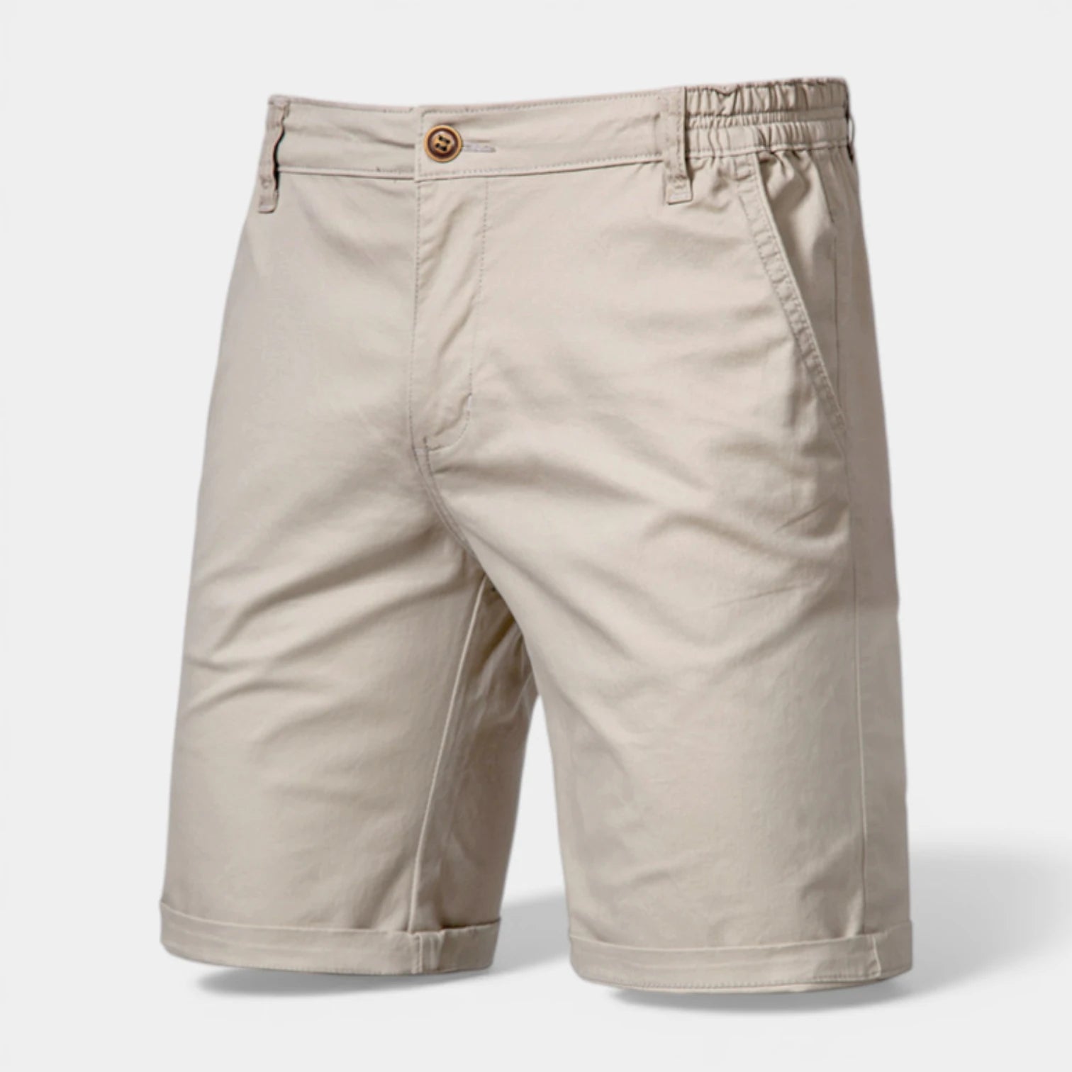 Short Homme Coupe Tailleur Fermeture Bouton Taille Élastique Coupe Droite