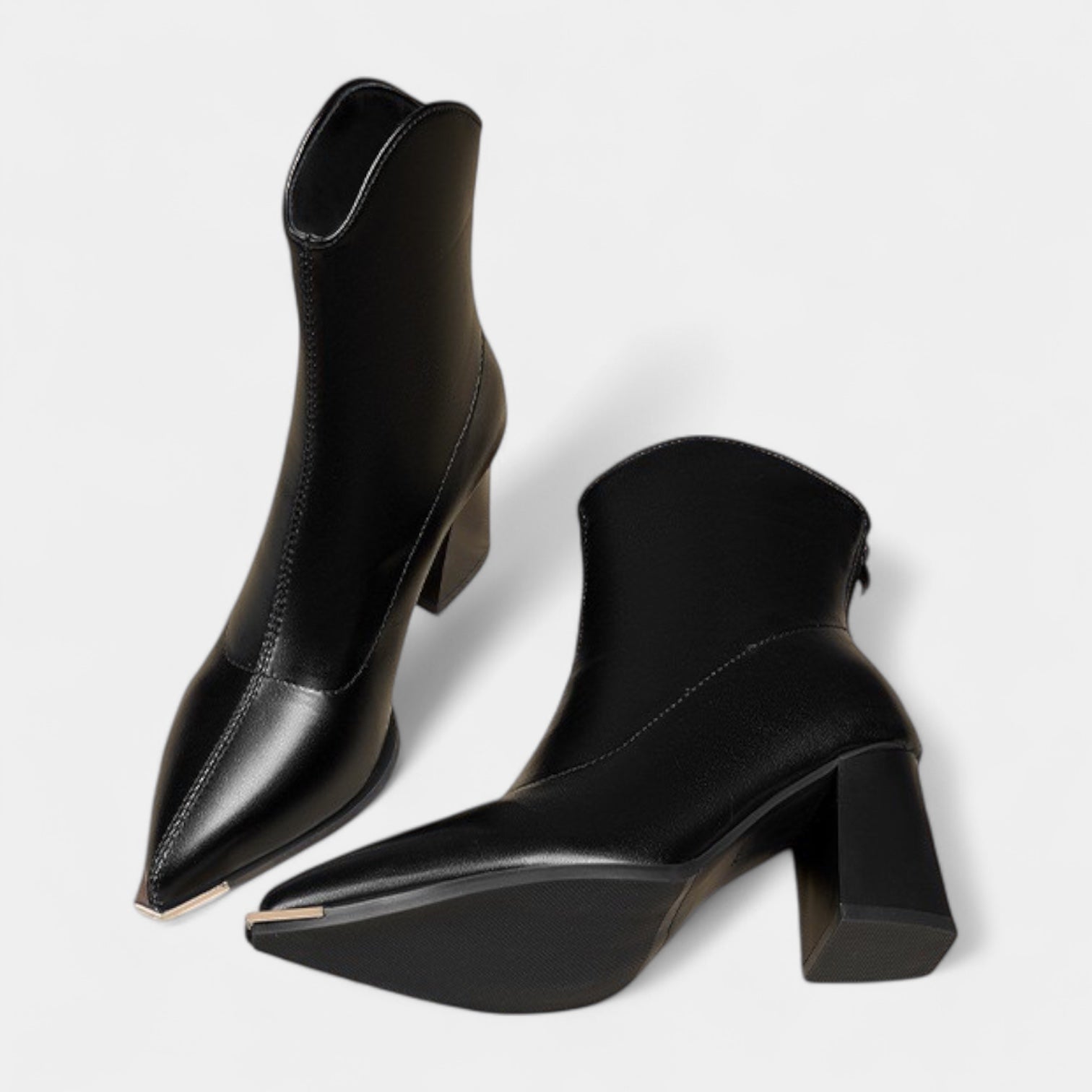 Bottines Femme En Cuir À Talon Bloc