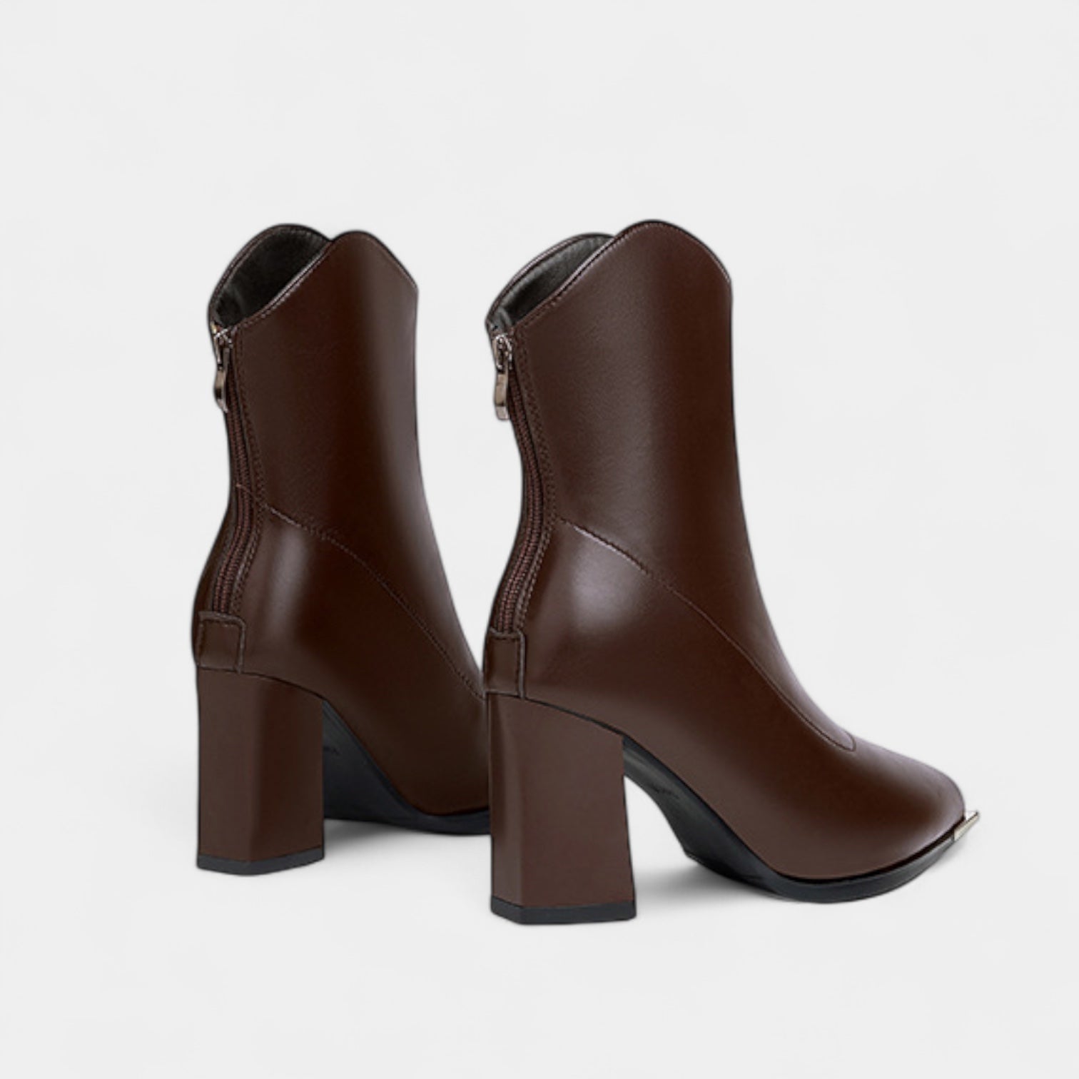 Bottines Femme En Cuir À Talon Bloc