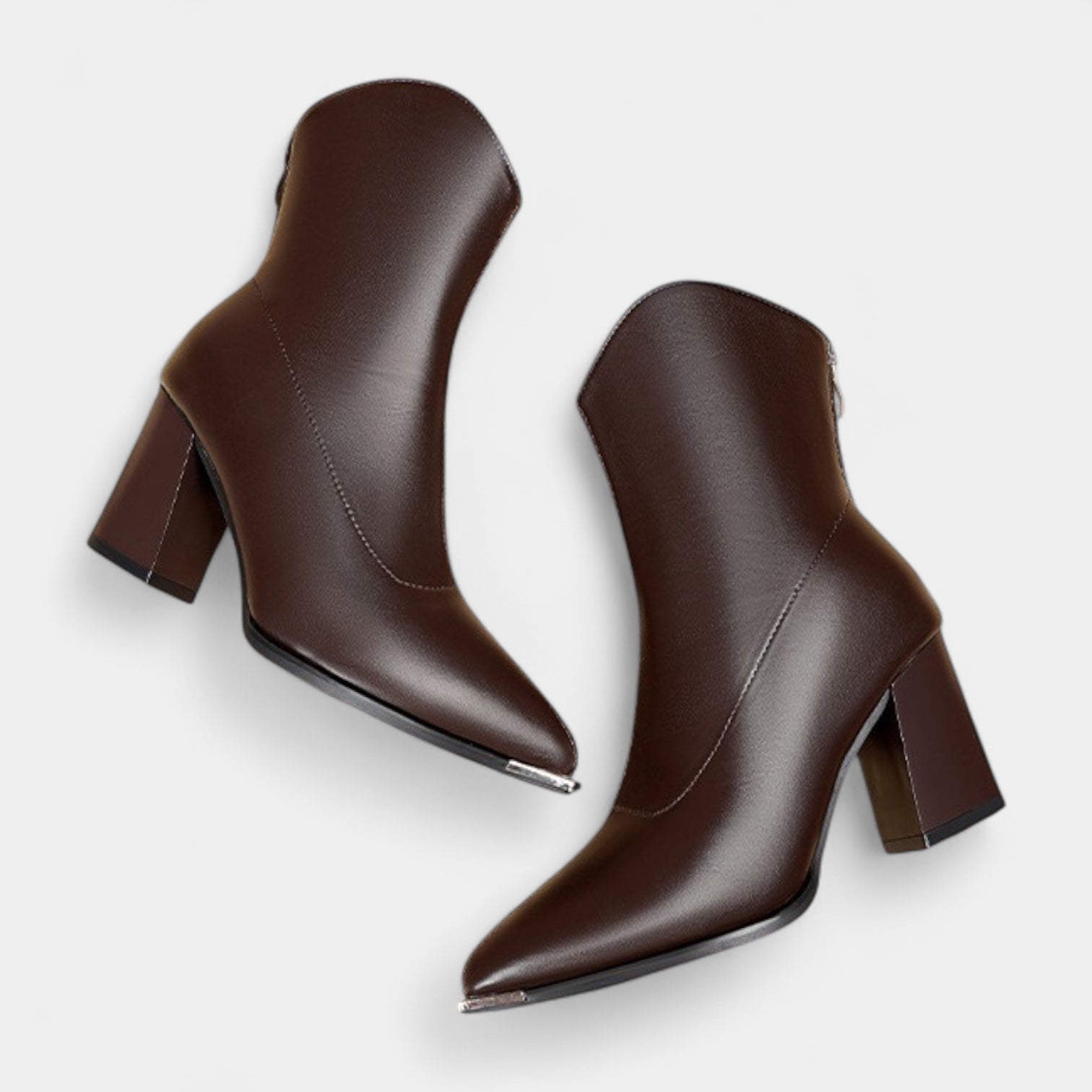 Bottines Femme En Cuir À Talon Bloc