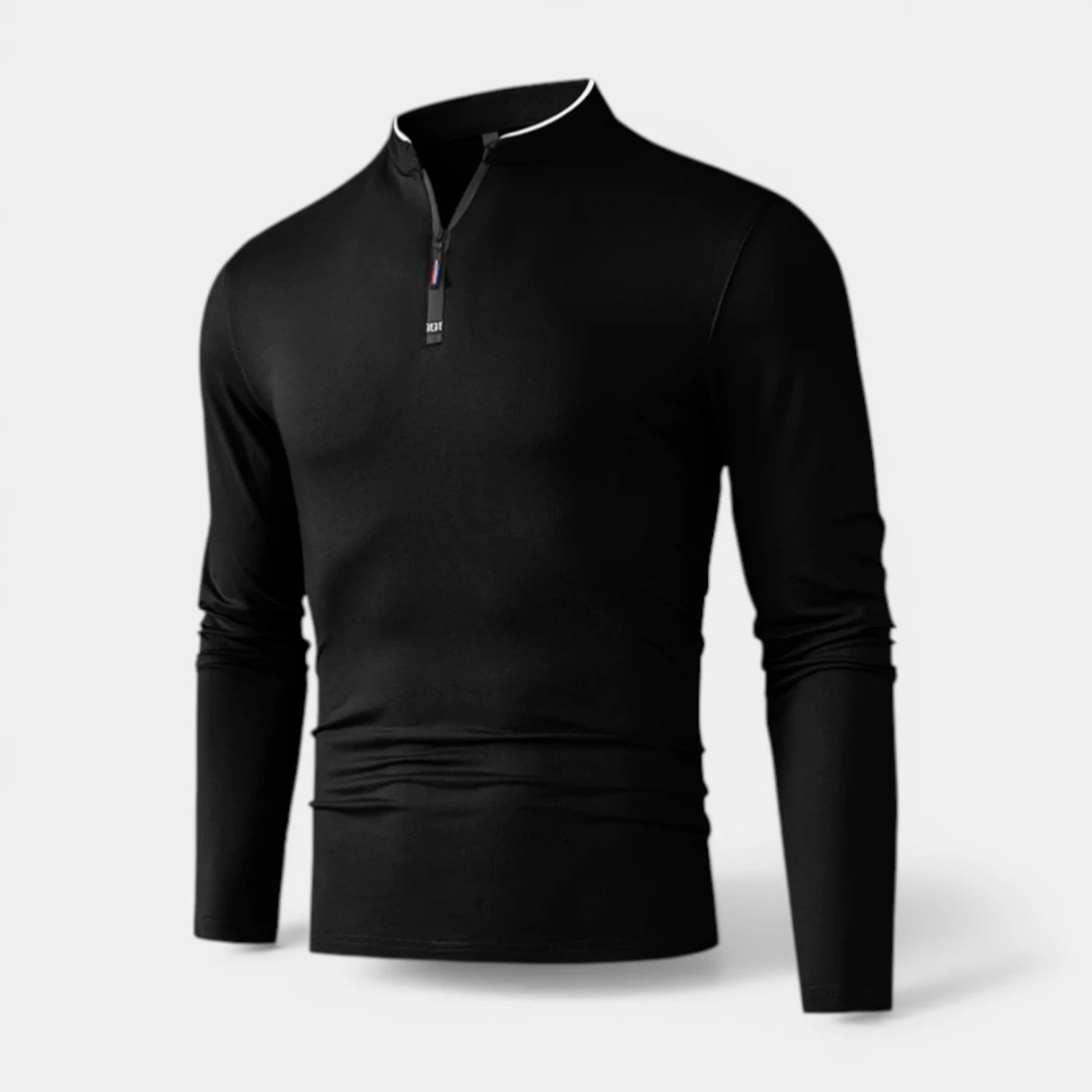 Haut Homme Manches Longues Demi-Zip Col Montant