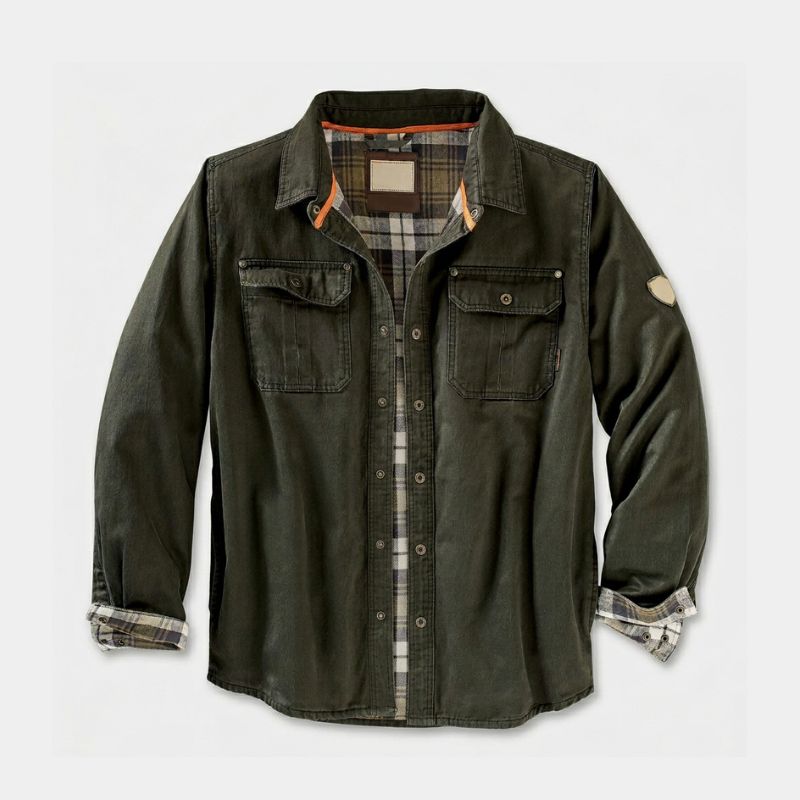 Veste Bomber Cirée Doublure Flanelle Poches Poitrine pour Homme