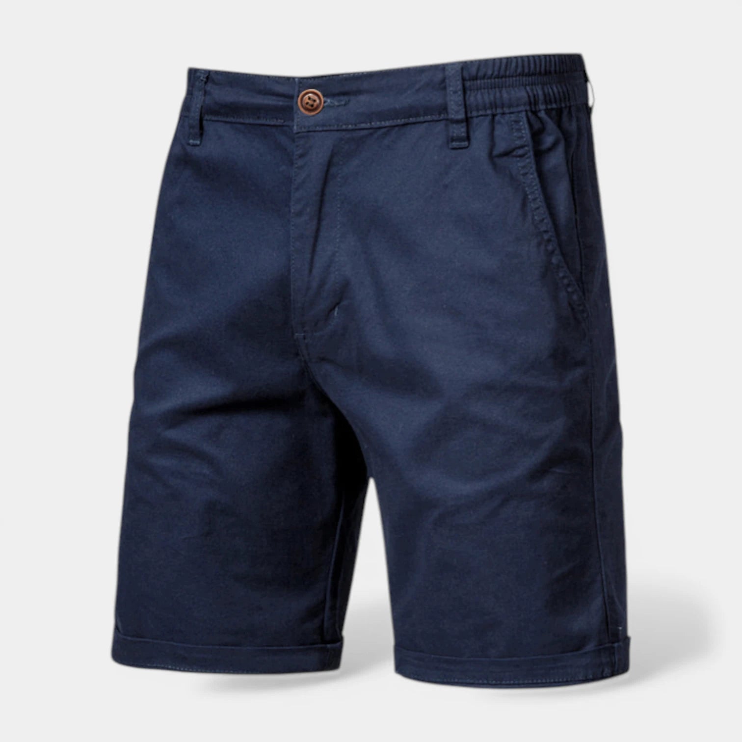 Short Homme Coupe Tailleur Fermeture Bouton Taille Élastique Coupe Droite