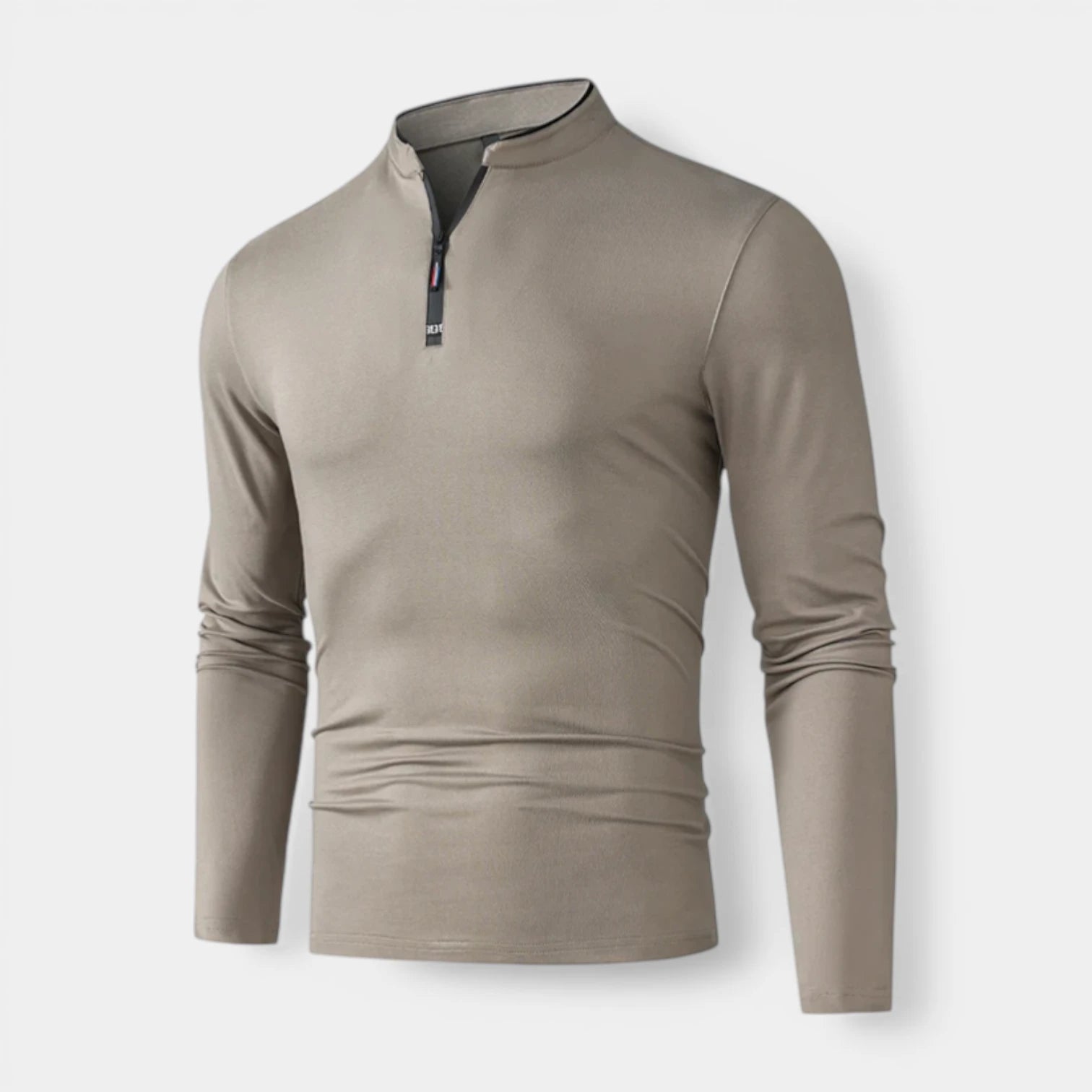 Haut Homme Manches Longues Demi-Zip Col Montant
