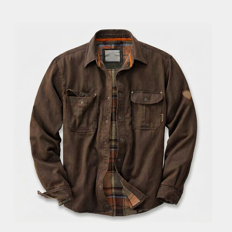 Veste Bomber Cirée Doublure Flanelle Poches Poitrine pour Homme