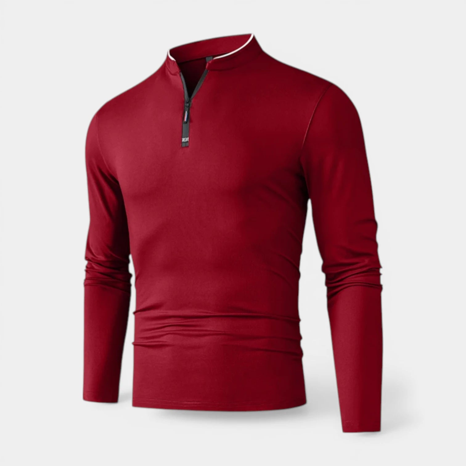 Haut Homme Manches Longues Demi-Zip Col Montant