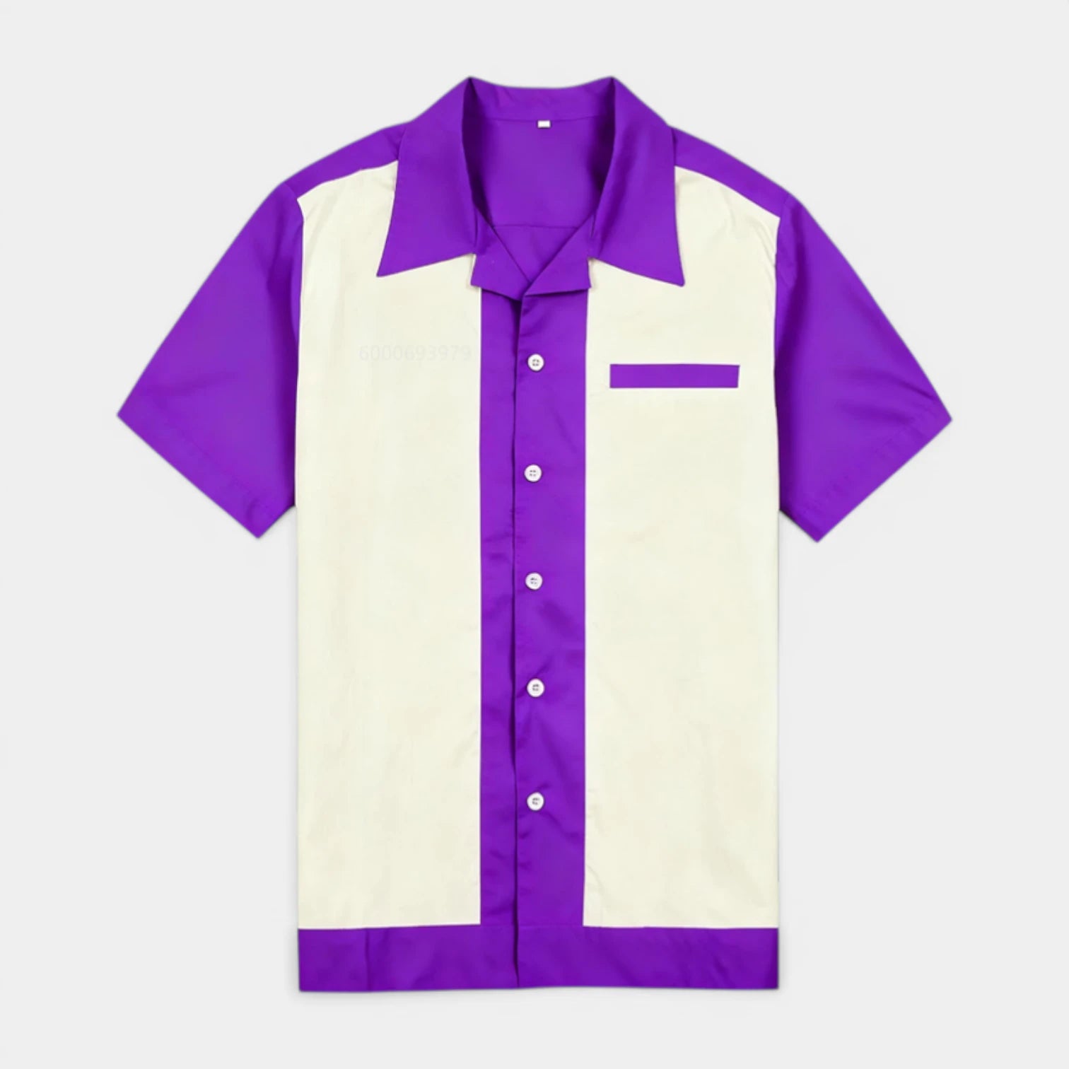 Men's Short-Sleeve Button-Up Camp Collar Shirt
