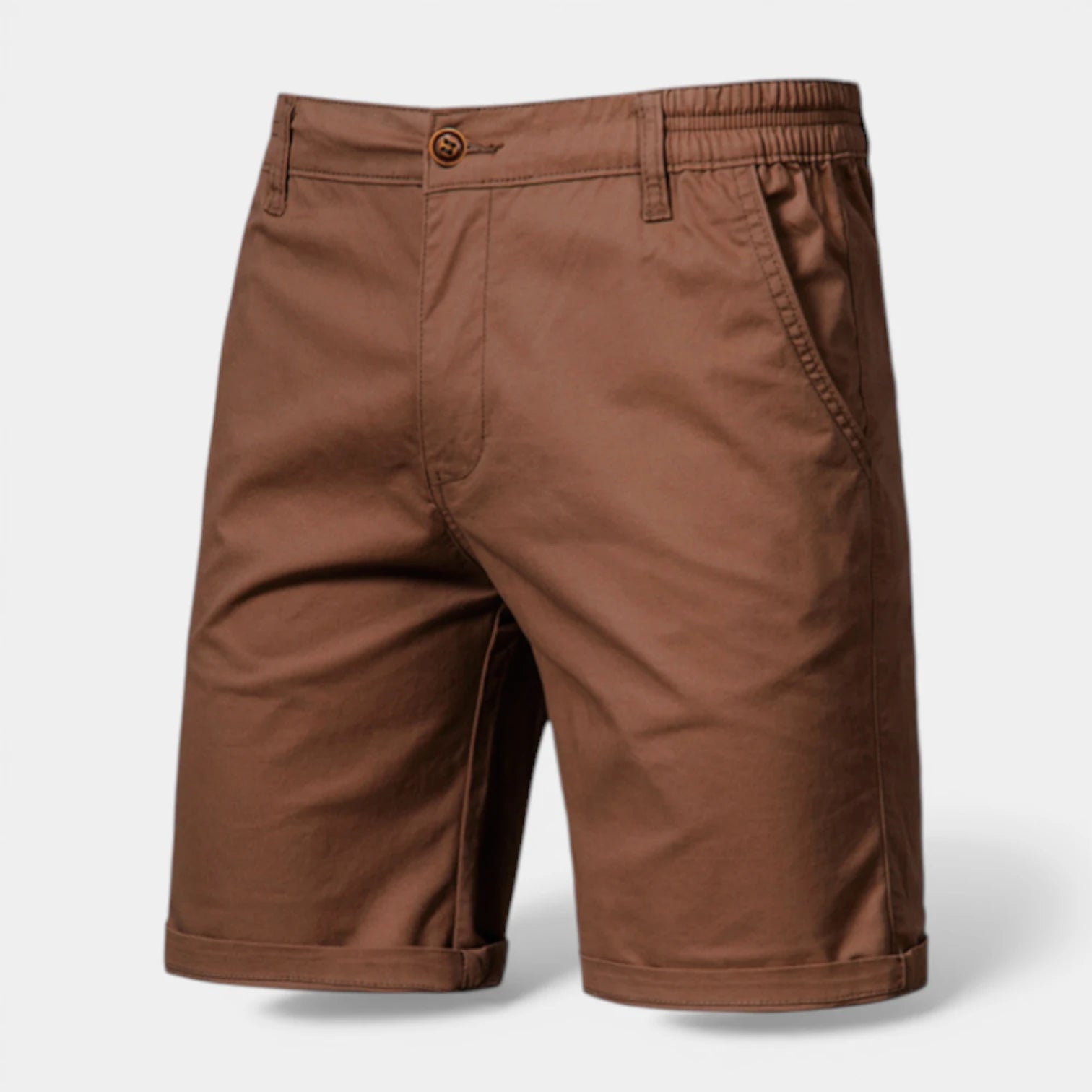 Short Homme Coupe Tailleur Fermeture Bouton Taille Élastique Coupe Droite