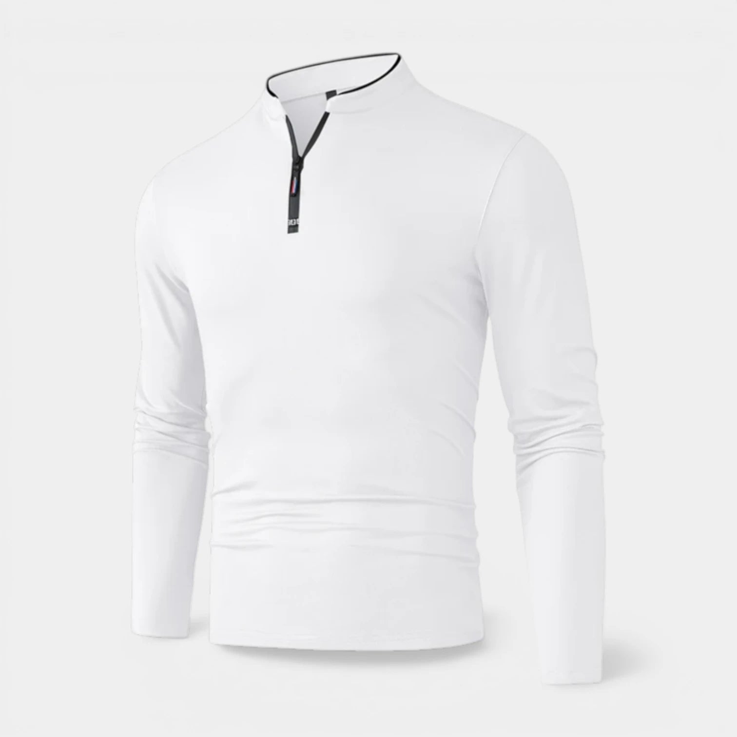 Haut Homme Manches Longues Demi-Zip Col Montant