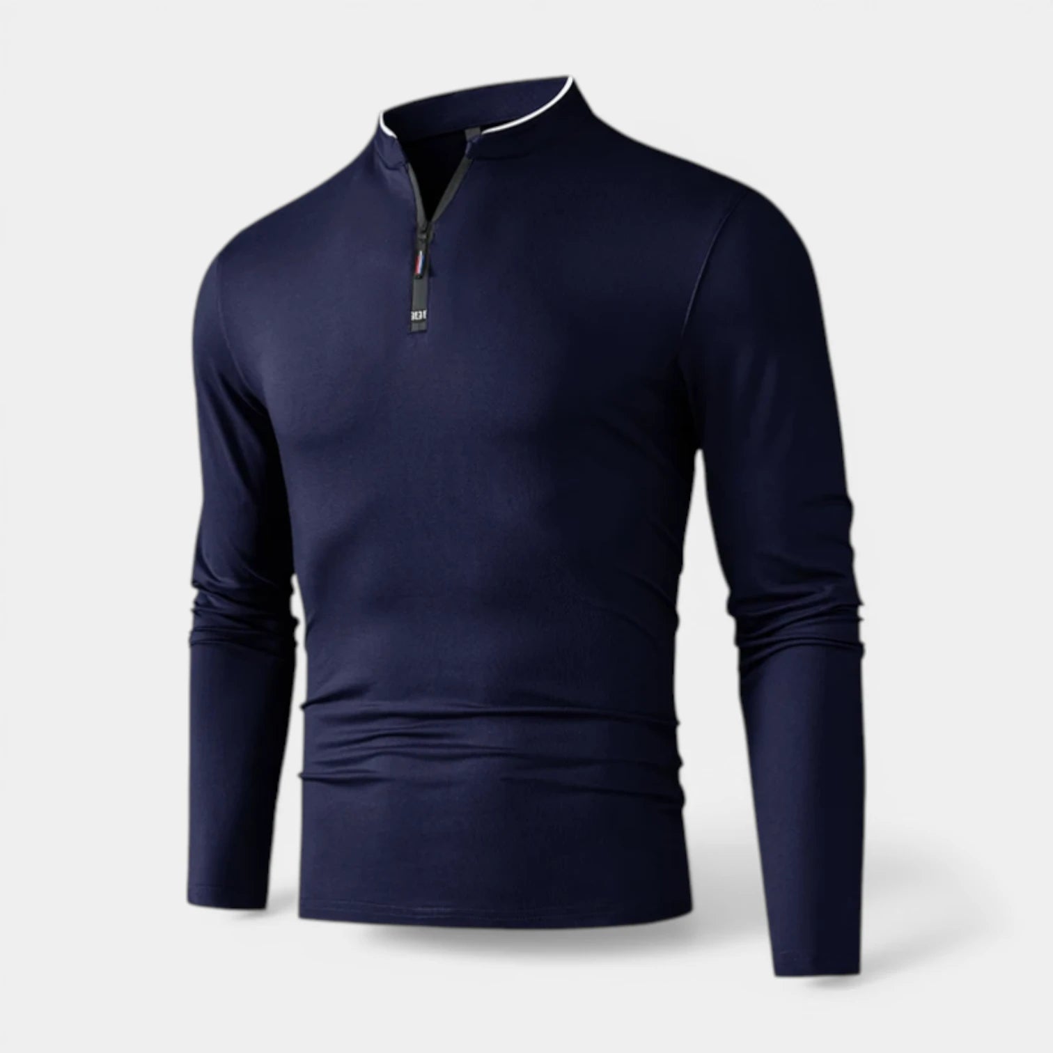 Haut Homme Manches Longues Demi-Zip Col Montant