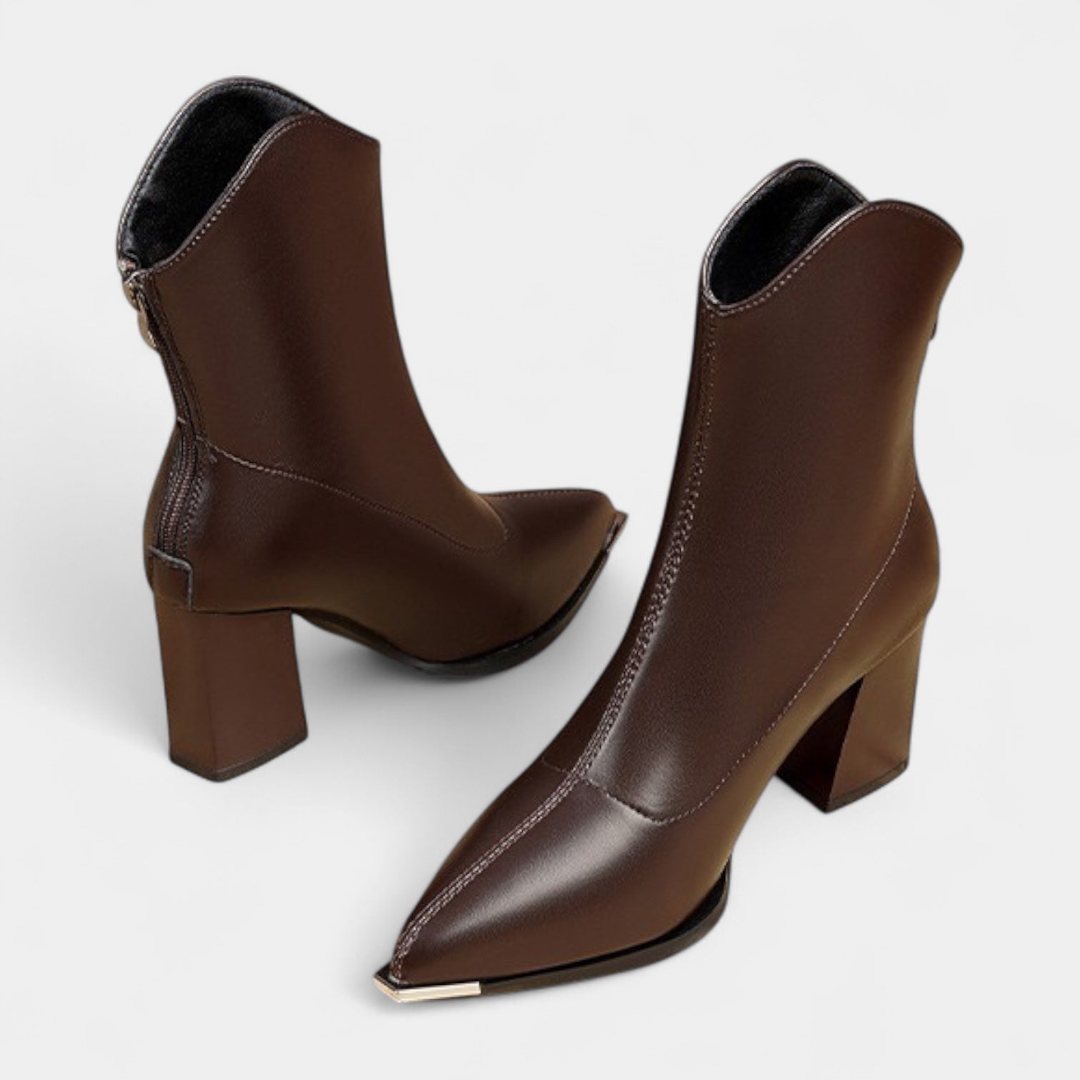 Bottines Femme En Cuir À Talon Bloc