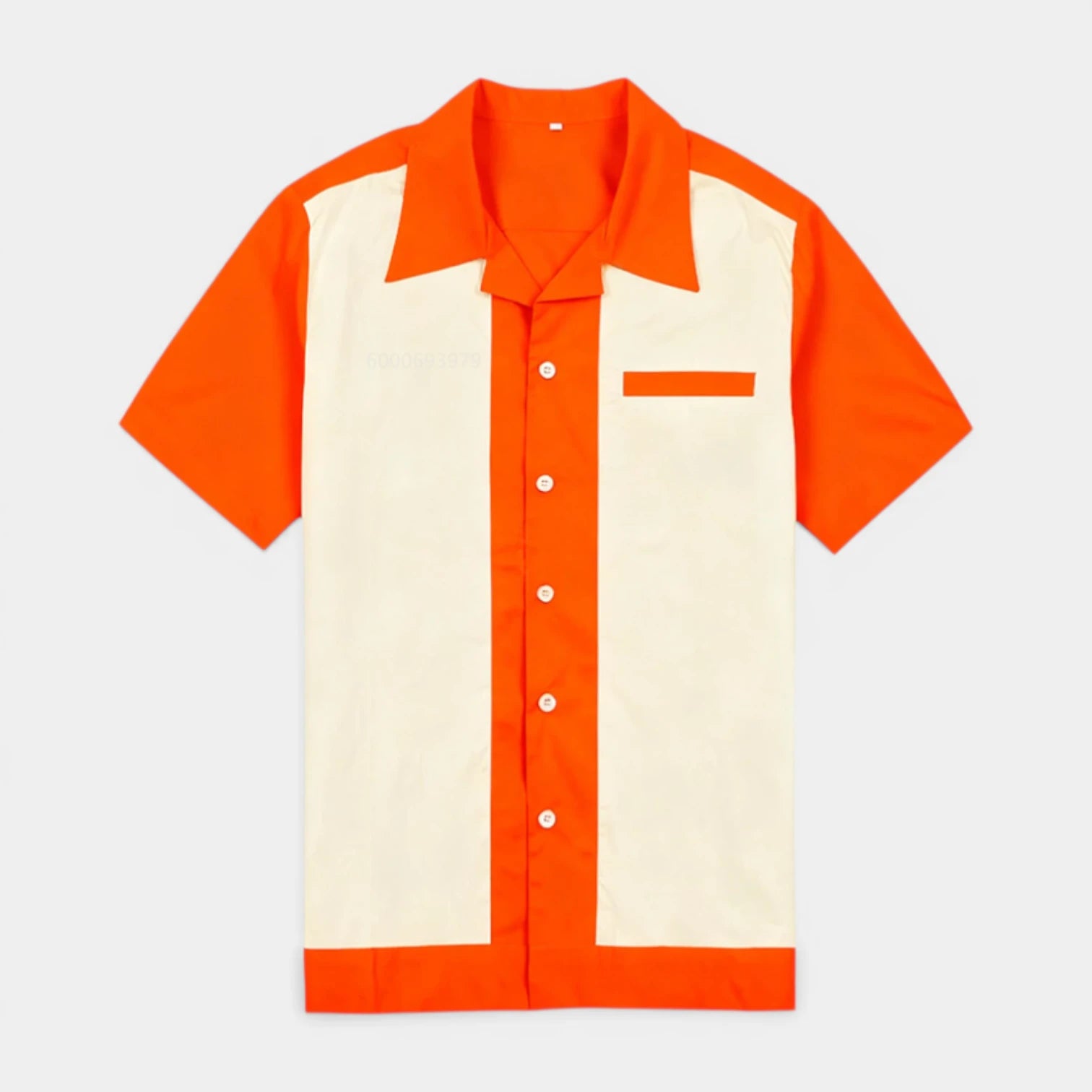 Men's Short-Sleeve Button-Up Camp Collar Shirt