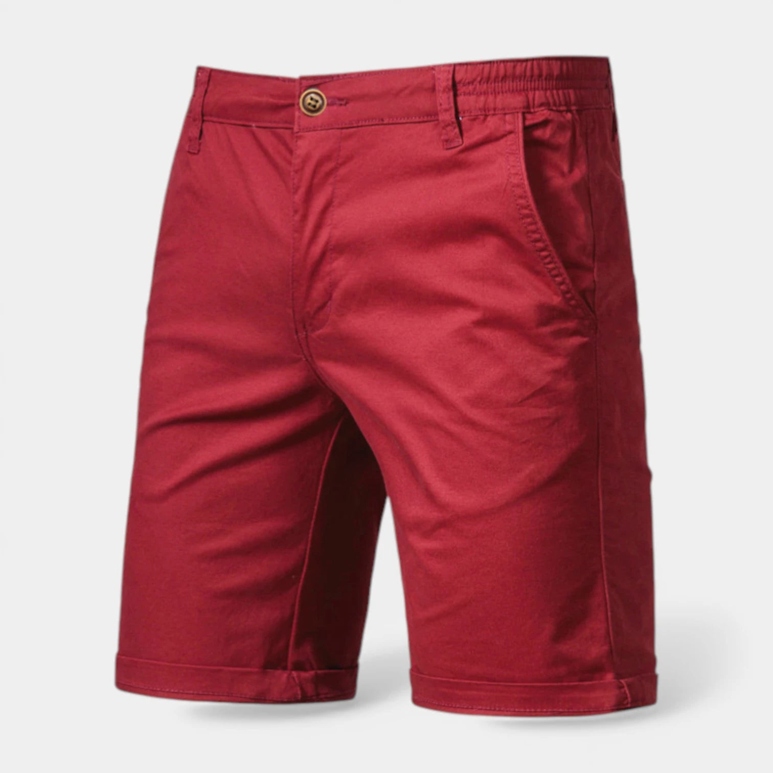 Short Homme Coupe Tailleur Fermeture Bouton Taille Élastique Coupe Droite