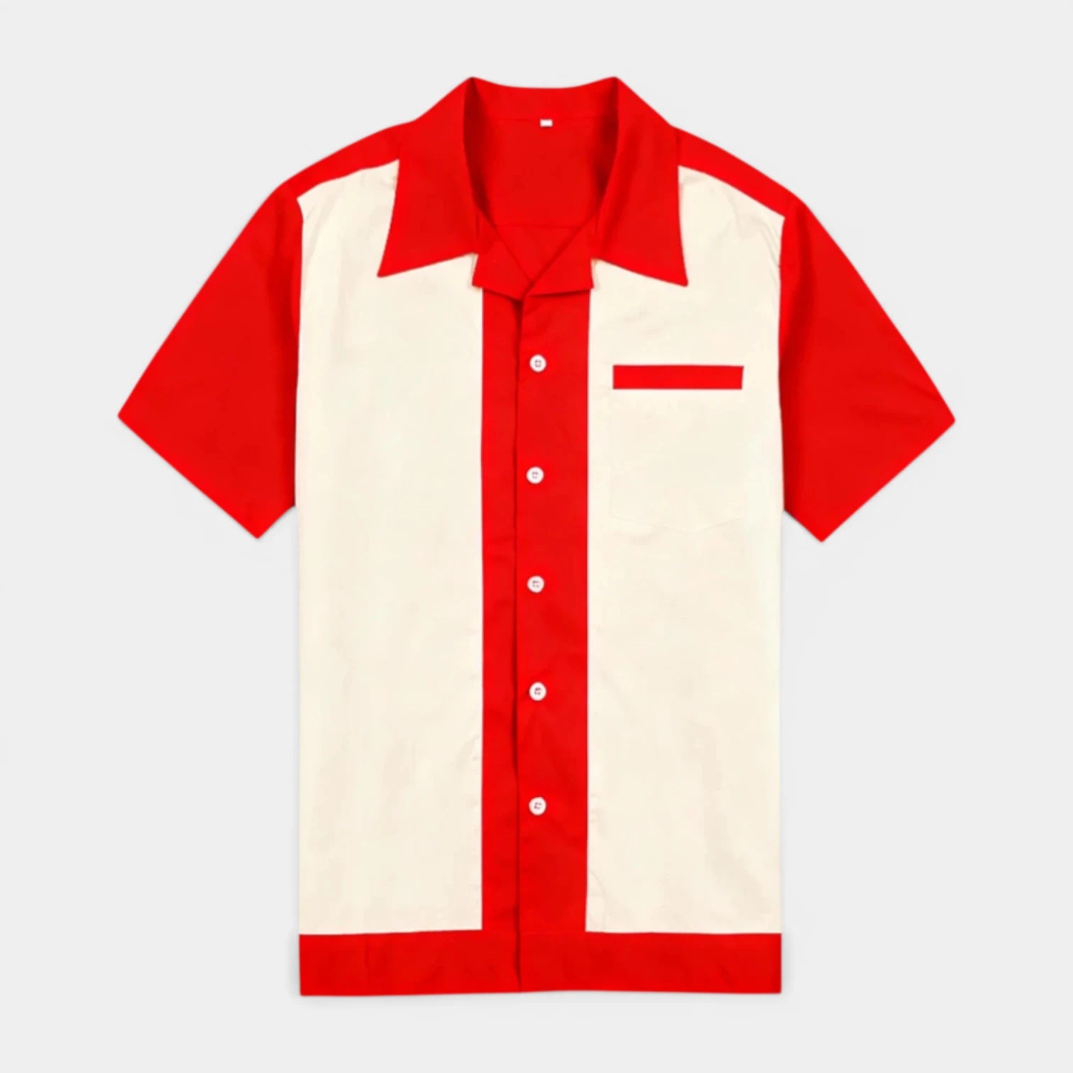 Men's Short-Sleeve Button-Up Camp Collar Shirt