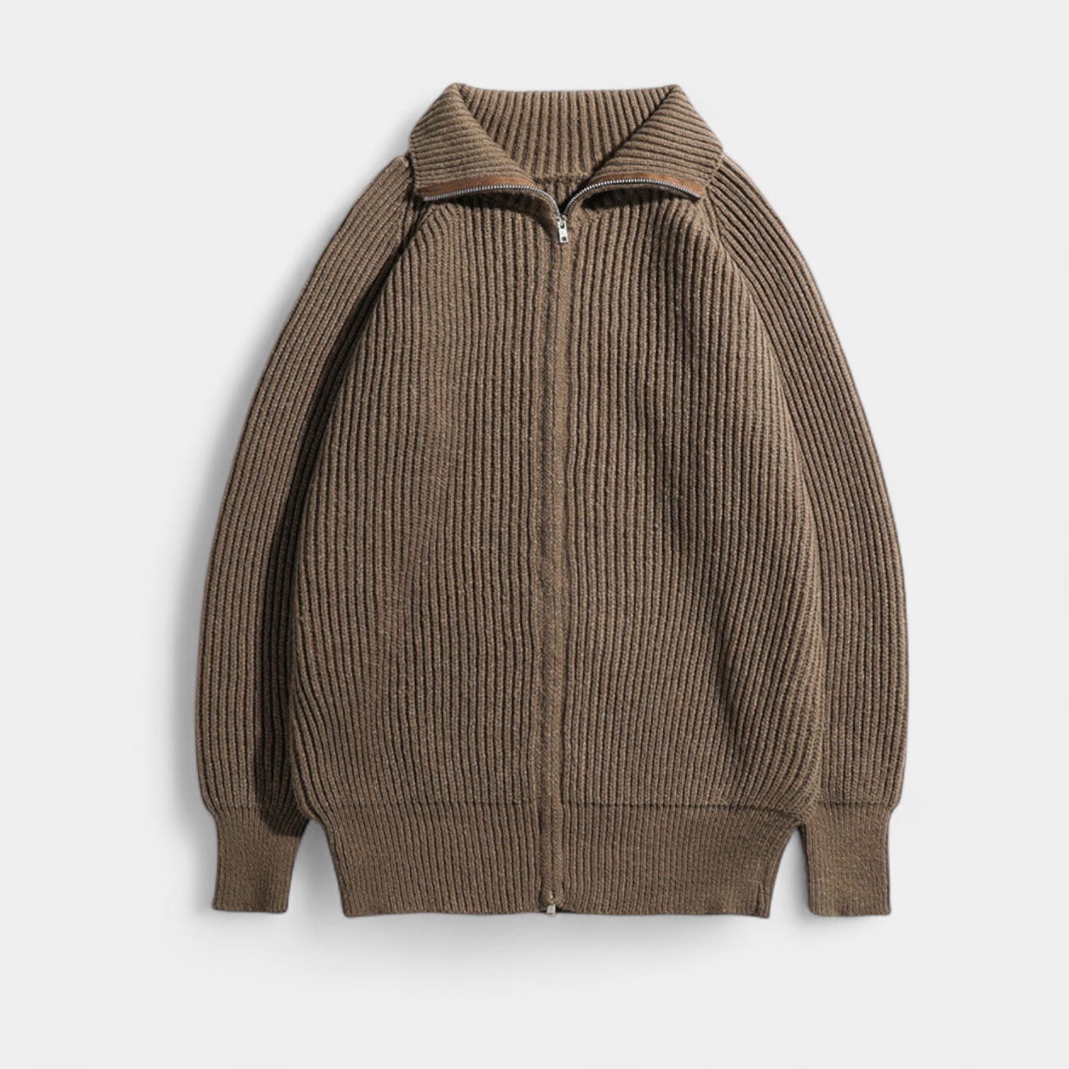 Pull Homme En Maille Zippé Intégral