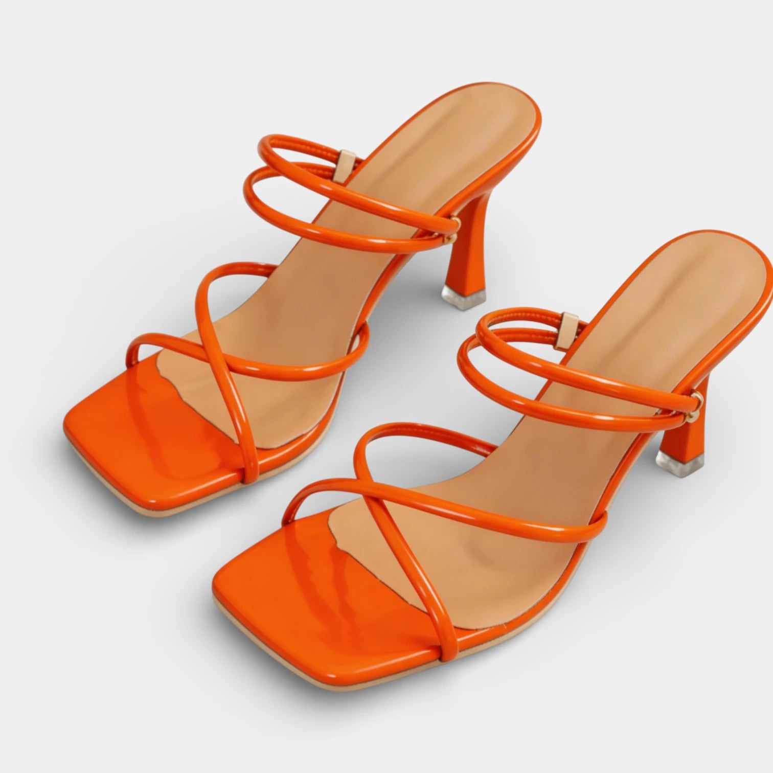 Sandales à Talon Femme Brides Fines – Bout Carré Finition Brillante