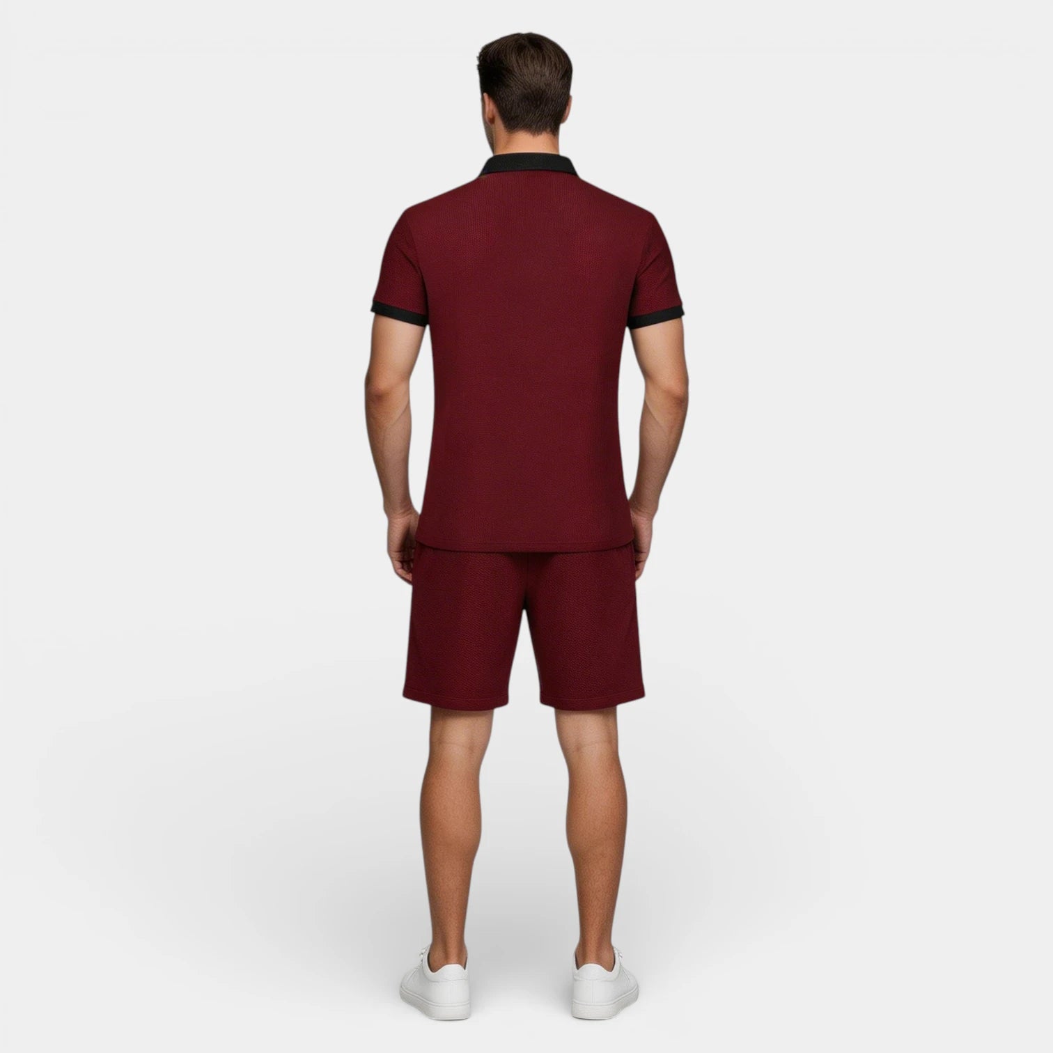 Ensemble Homme Polo Texture Gaufre et Short à Cordon Coupe Régulière