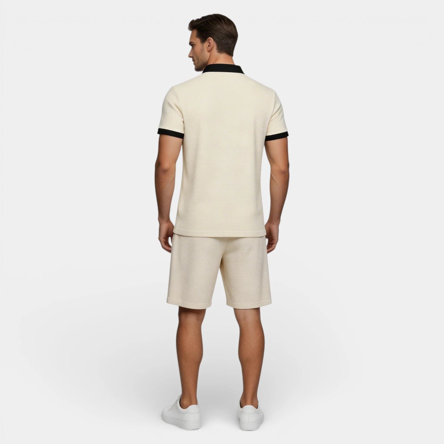 Ensemble Homme Polo Texture Gaufre et Short à Cordon Coupe Régulière