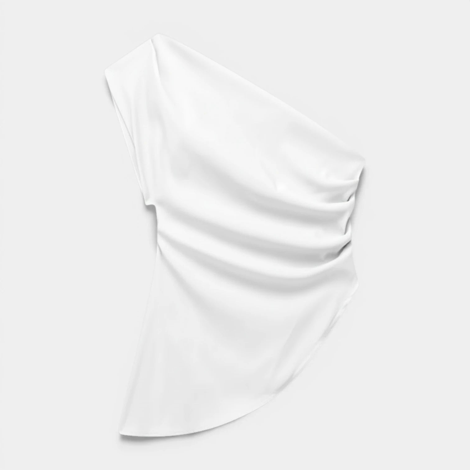 Blouse Femme Asymétrique Une Épaule – Détail Drapé et Fronces
