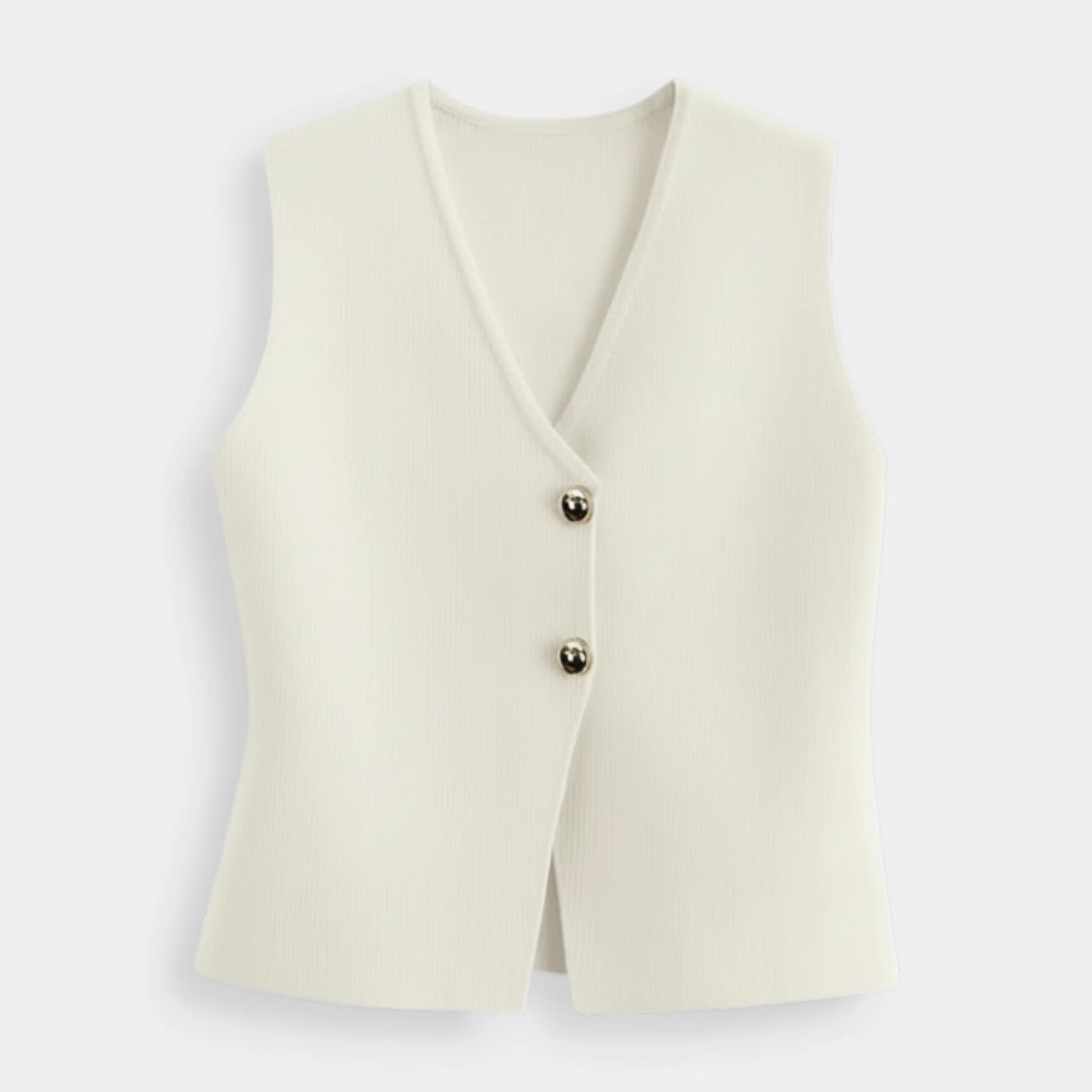 Top Gilet Femme Sans Manches Col V – Fermeture Boutonnée