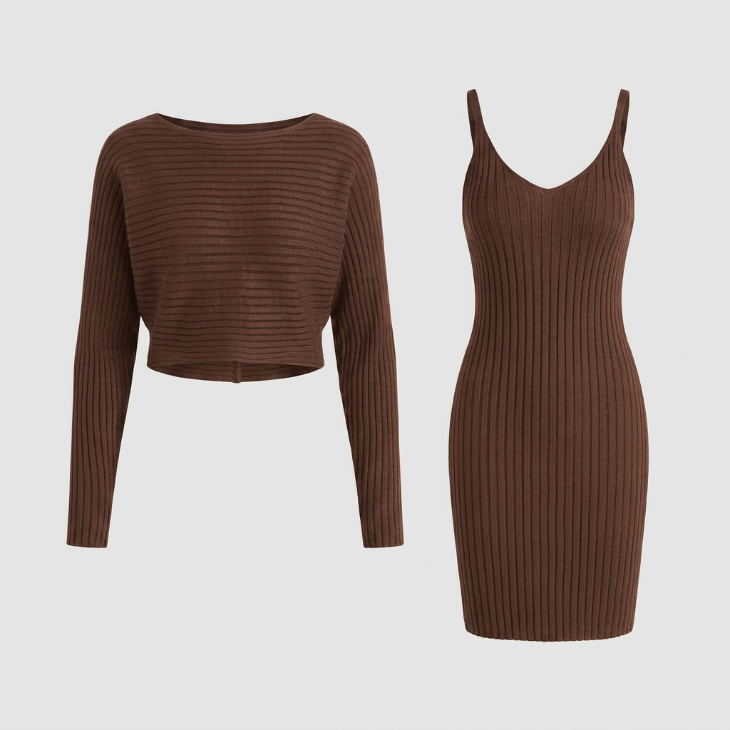 Ensemble Maille Luxueuse Pull et Robe pour Femme