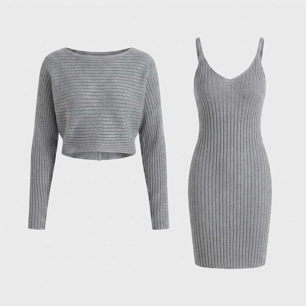 Ensemble Maille Luxueuse Pull et Robe pour Femme