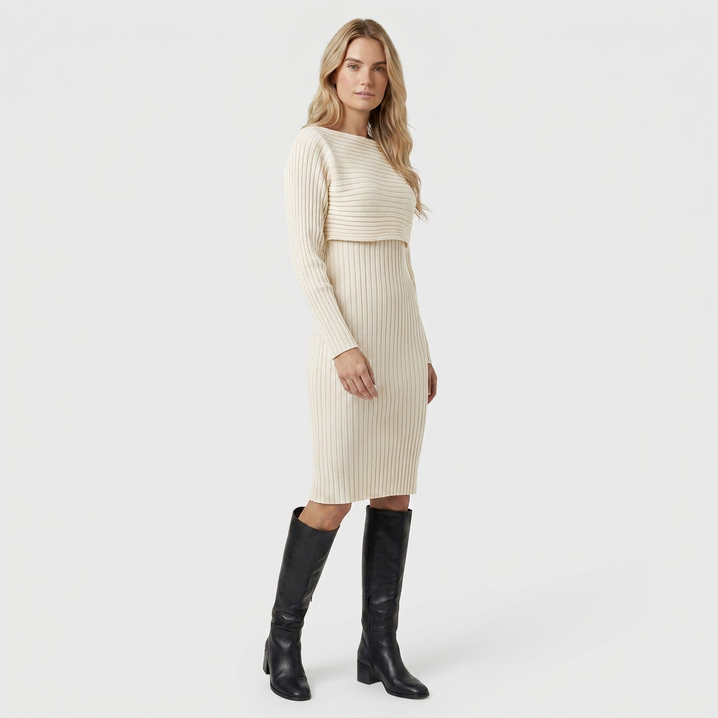 Ensemble Maille Luxueuse Pull et Robe pour Femme