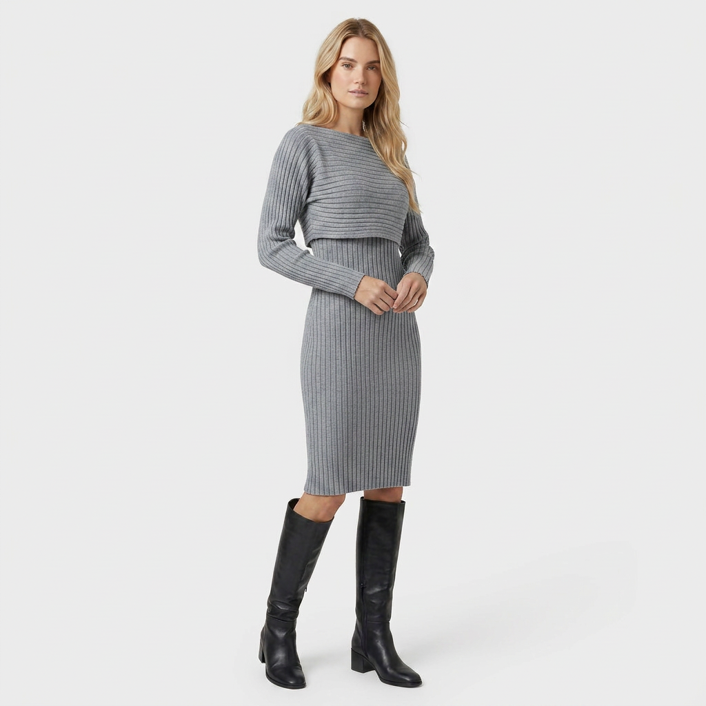Ensemble Maille Luxueuse Pull et Robe pour Femme
