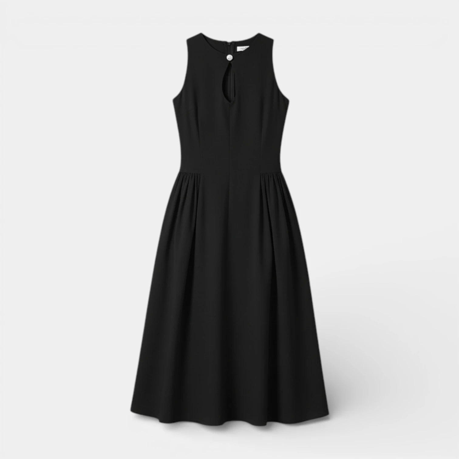 Robe Midi Femme Sans Manches Coupe A – Col Goutte Taille Froncée