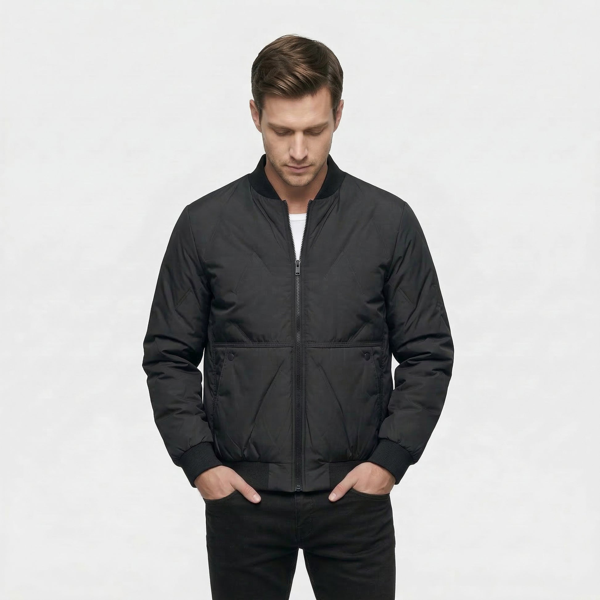 Blouson Aviateur Matelassé Pour Homme Avec Fermeture Éclair