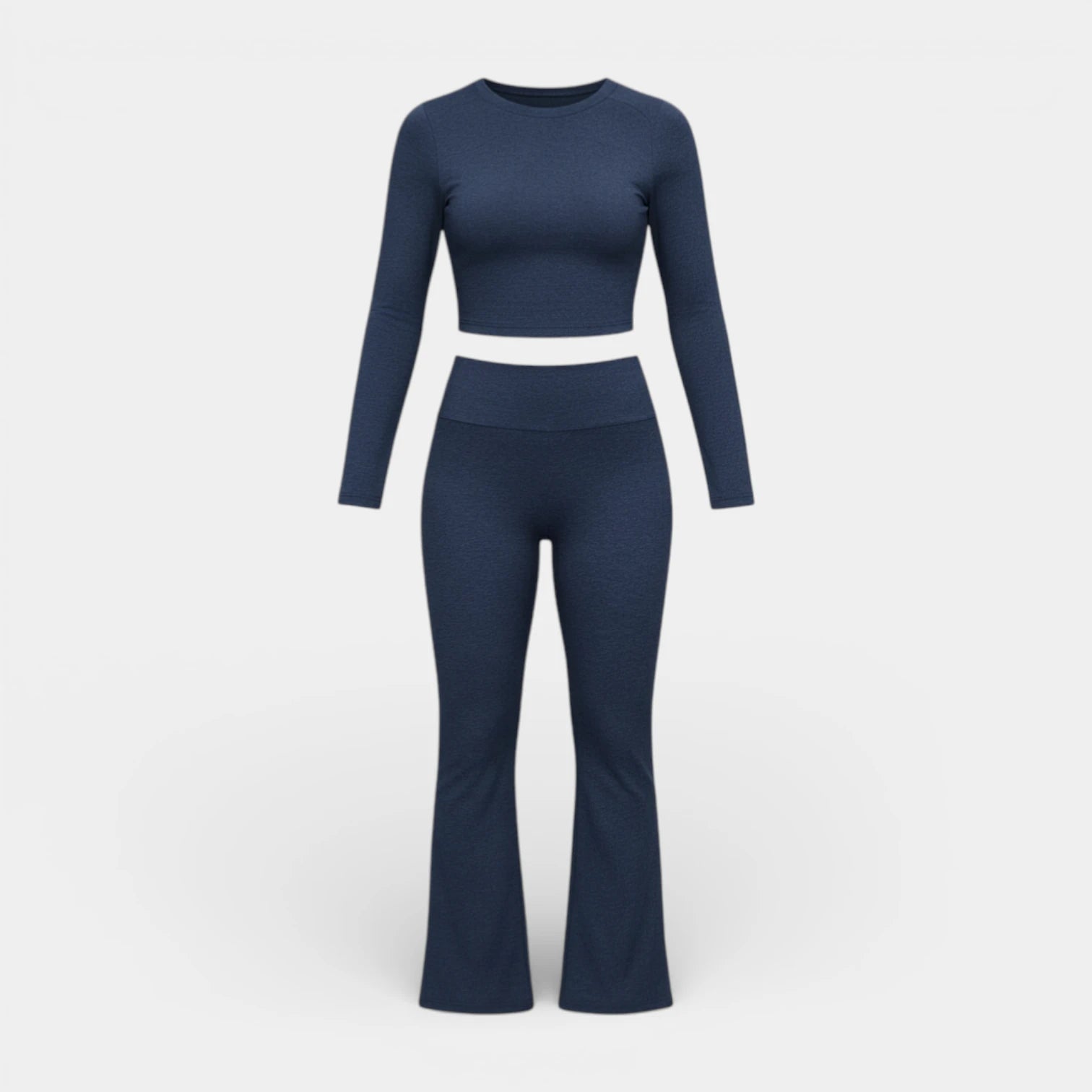 Ensemble Femme 2 Pièces Chic – Crop Top Manches Longues et Pantalon Évasé