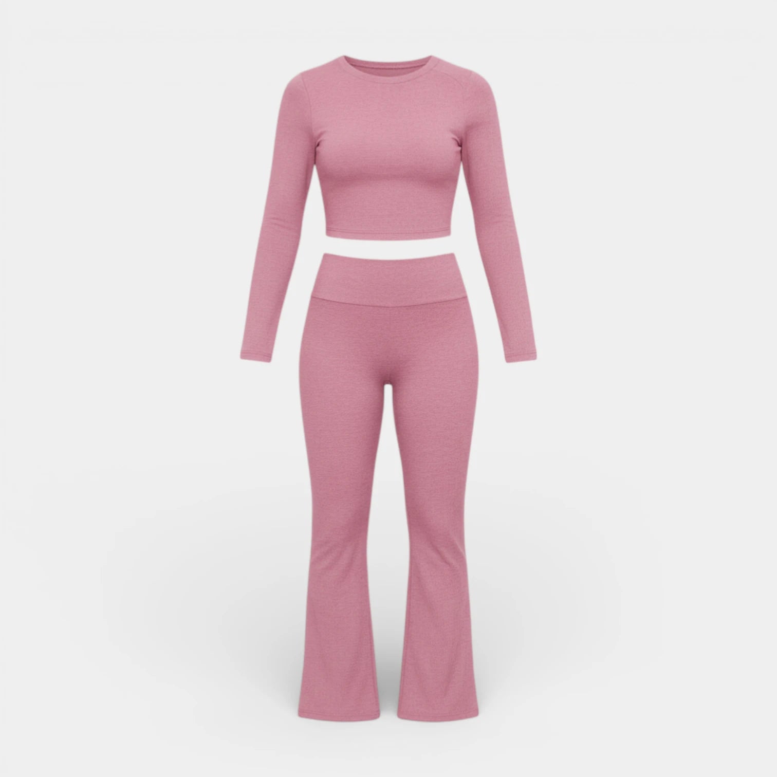 Ensemble Femme 2 Pièces Chic – Crop Top Manches Longues et Pantalon Évasé