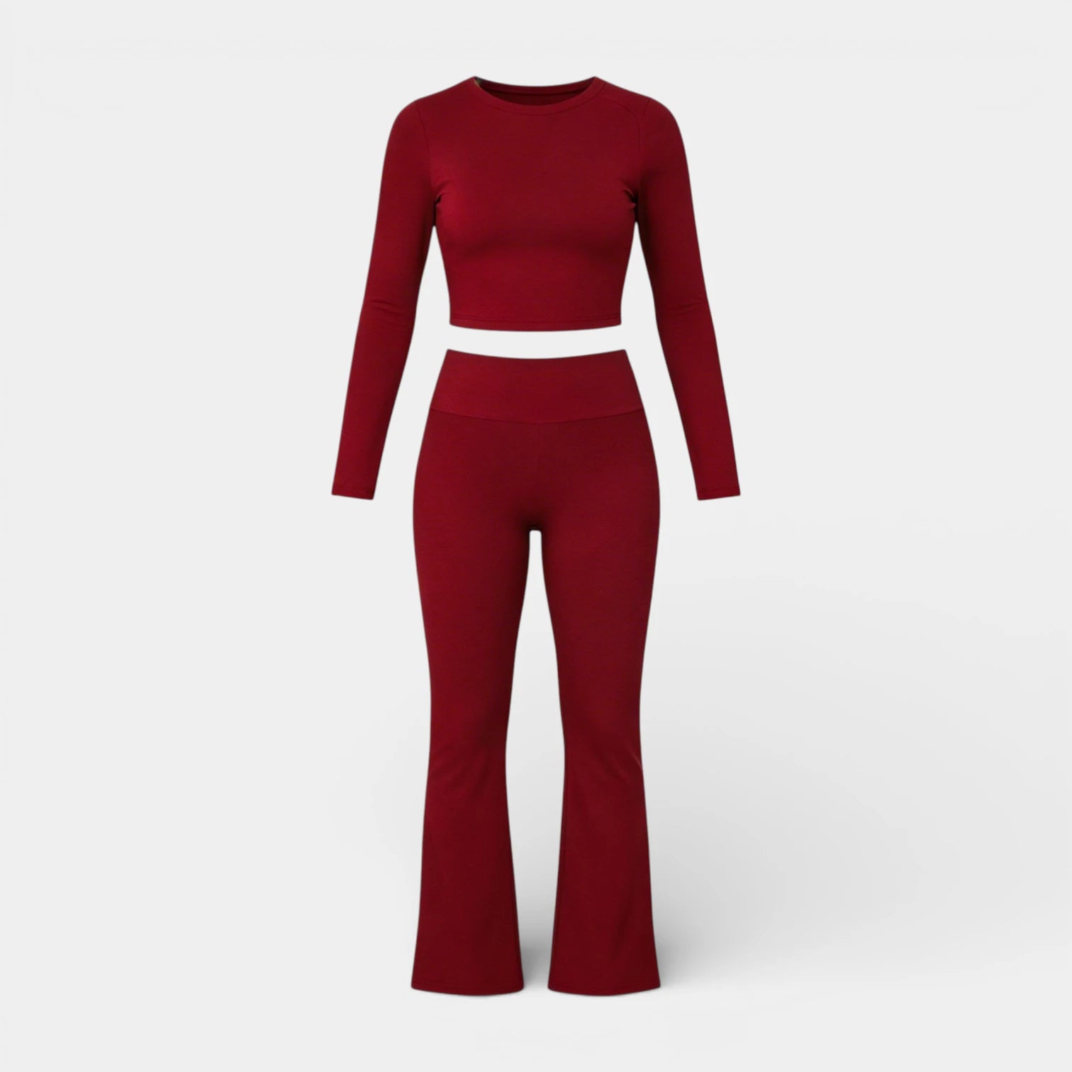 Ensemble Femme 2 Pièces Chic – Crop Top Manches Longues et Pantalon Évasé