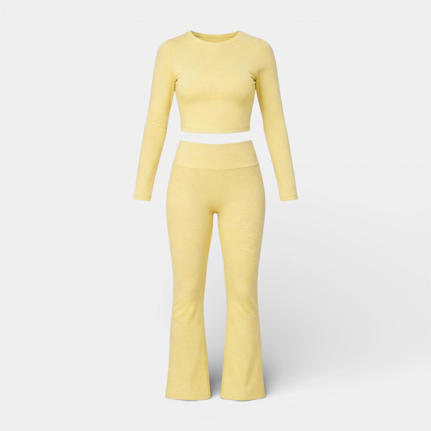 Ensemble Femme 2 Pièces Chic – Crop Top Manches Longues et Pantalon Évasé