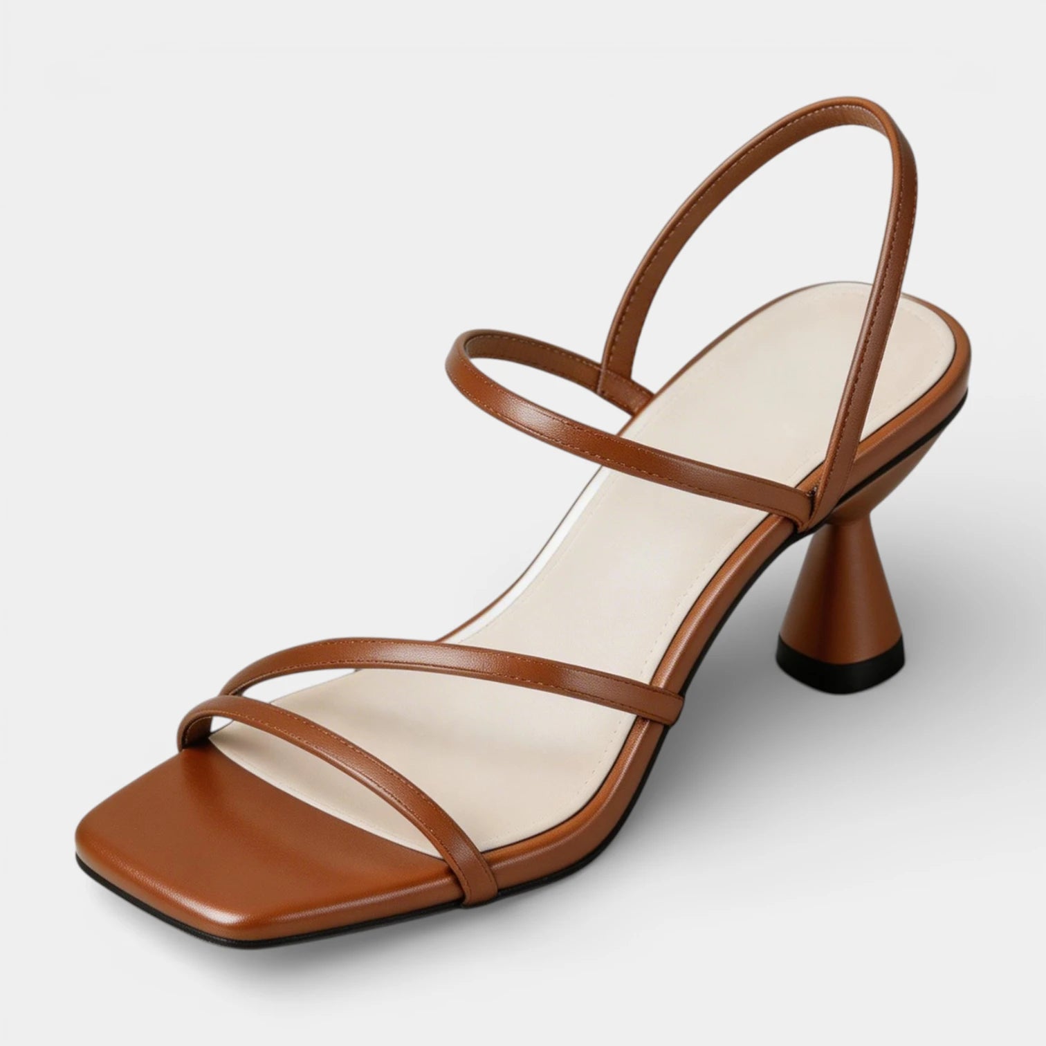 Sandales Femme à Talon Sculpté Bout Carré Brides Multiples