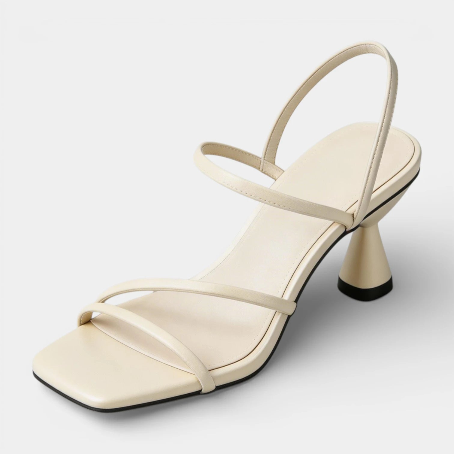 Sandales Femme à Talon Sculpté Bout Carré Brides Multiples