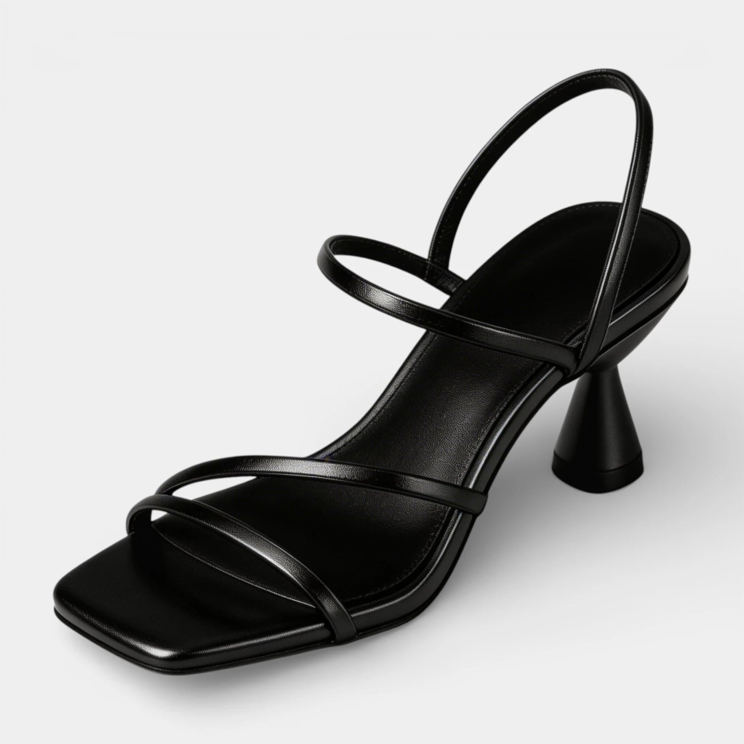 Sandales Femme à Talon Sculpté Bout Carré Brides Multiples