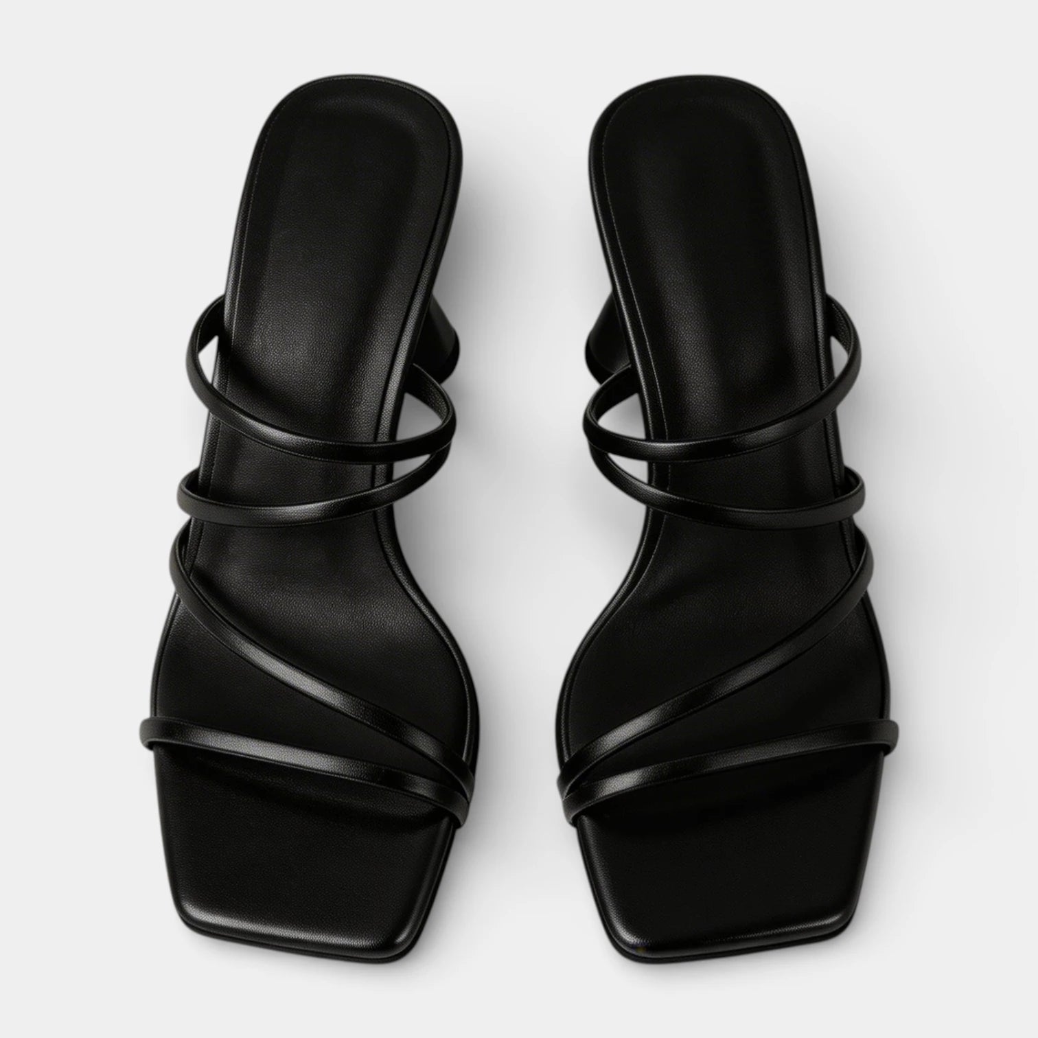 Sandales Femme à Talon Sculpté Bout Carré Brides Multiples