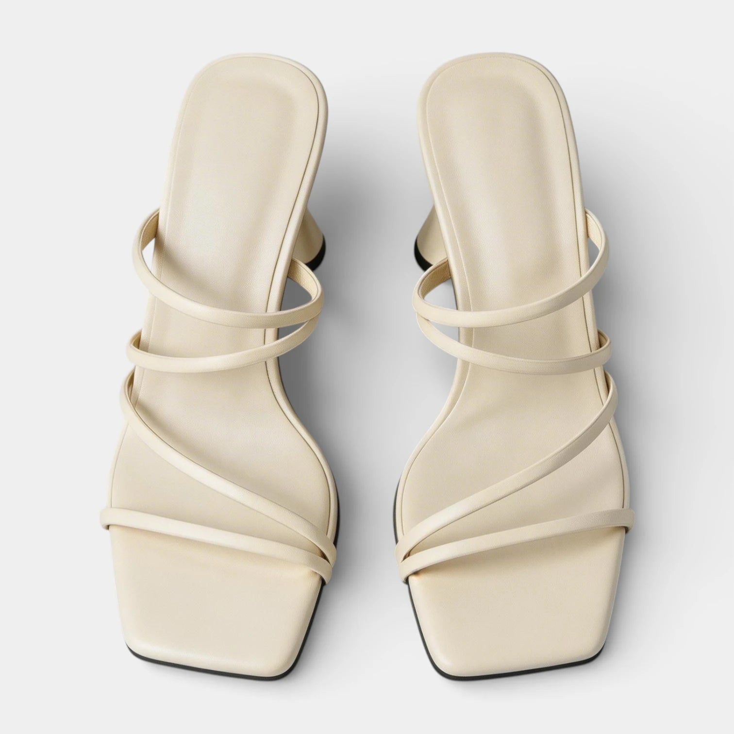 Sandales Femme à Talon Sculpté Bout Carré Brides Multiples