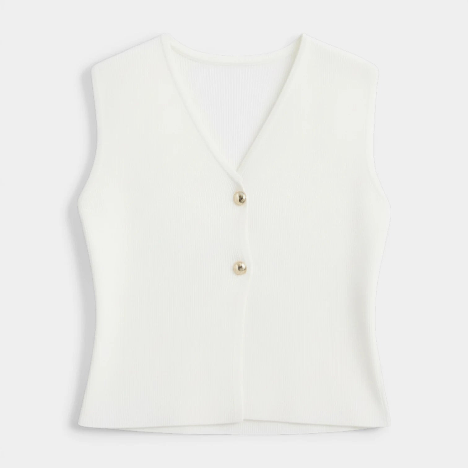 Top Gilet Femme Sans Manches Col V – Fermeture Boutonnée