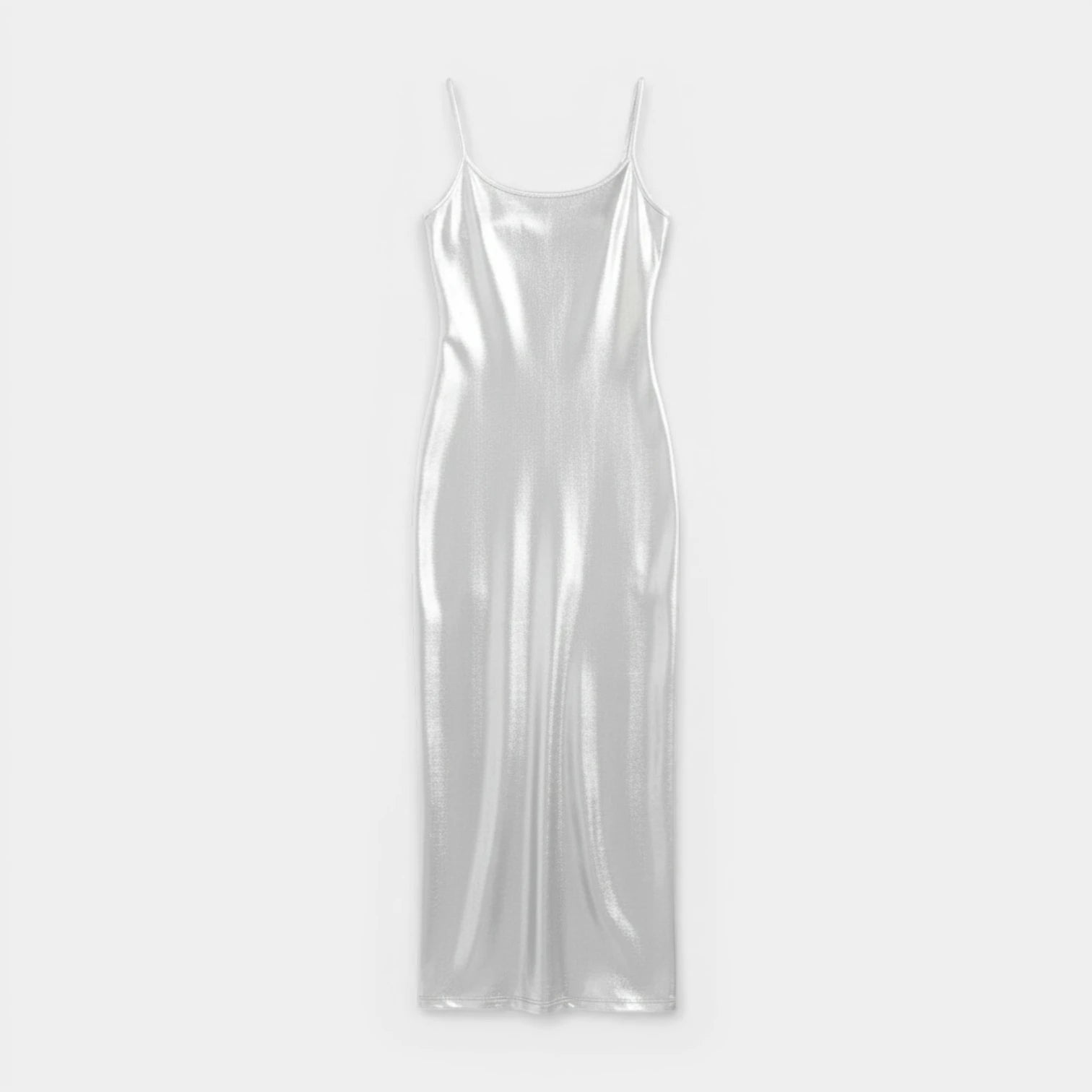 Robe Maxi Femme Métallisée Bretelles Fines – Coupe Ajustée