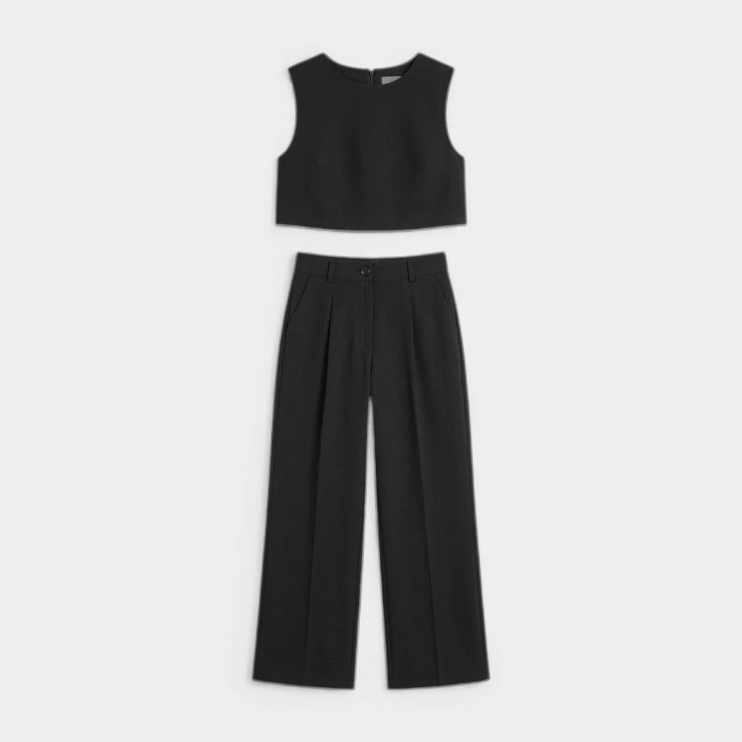 Ensemble Femme Top Court et Pantalon Large – Tenue Deux Pièces