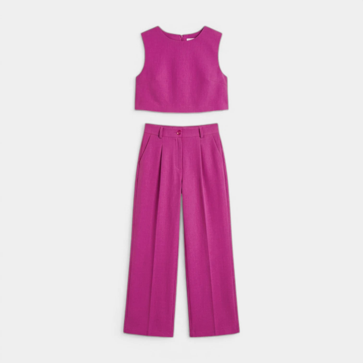 Ensemble Femme Top Court et Pantalon Large – Tenue Deux Pièces