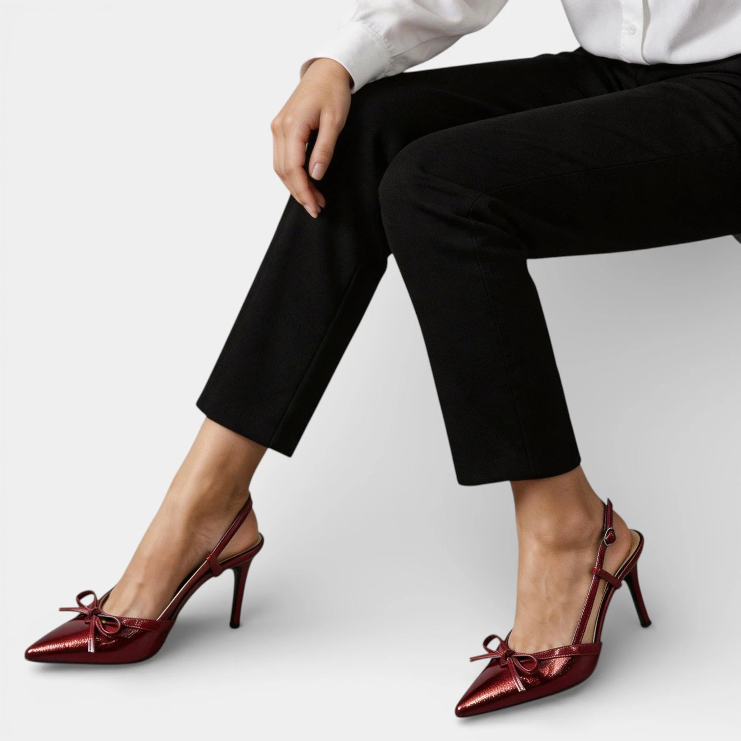 Escarpins Femme à Talon Haut Bout Pointu Bride T Nœud Bride Arrière