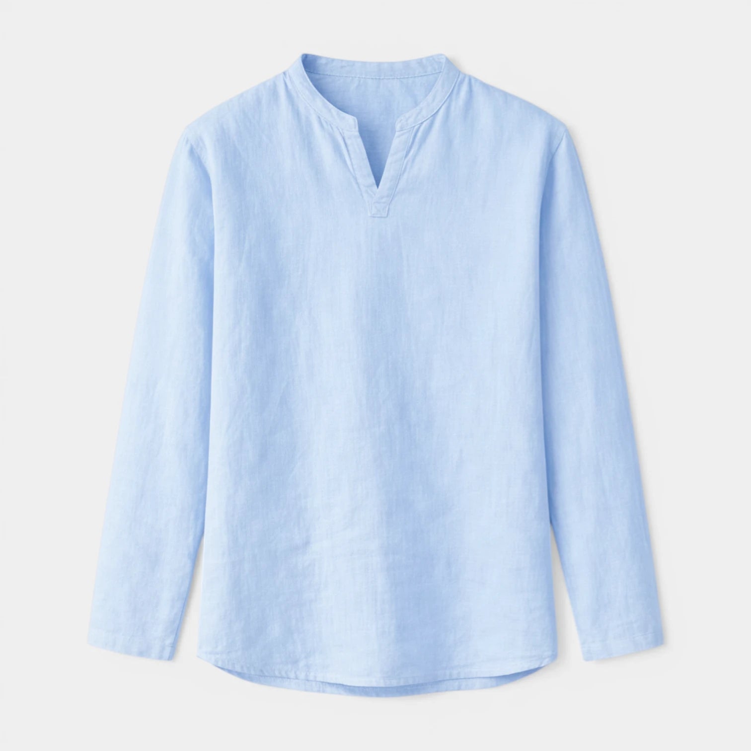 Men's Long-Sleeved Shirt with Split Collar and Clean Finish