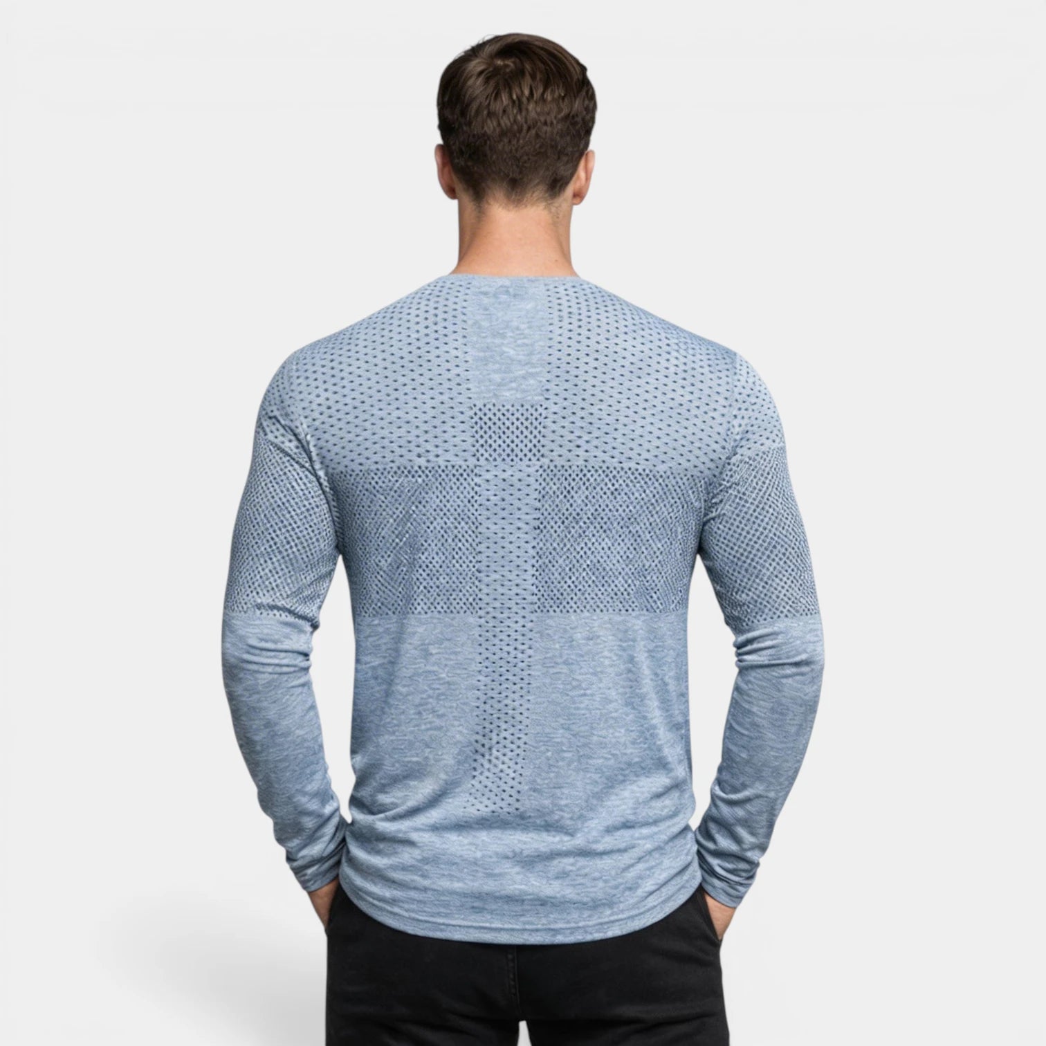 T-Shirt Homme Manches Longues Design Panneaux Texturés