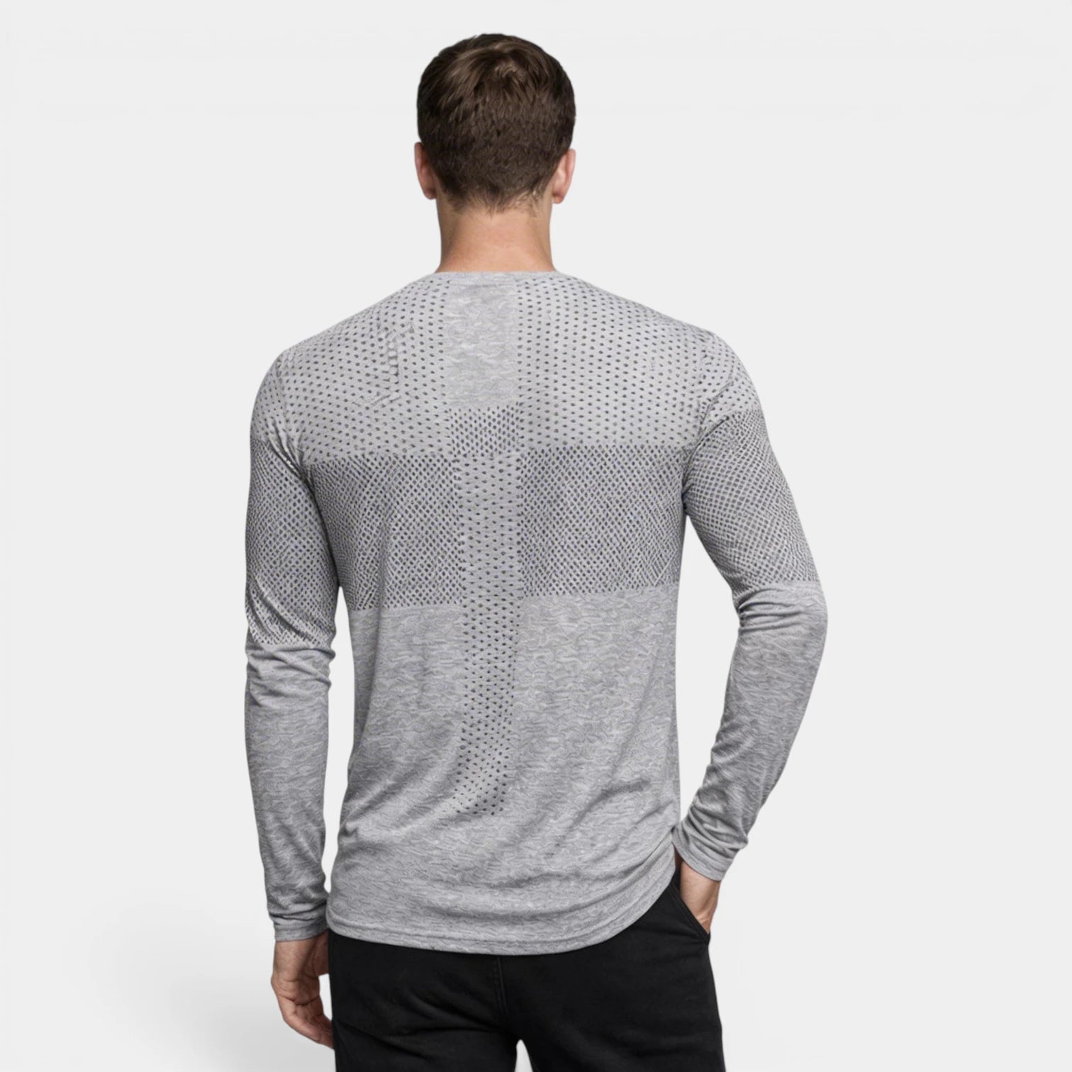 T-Shirt Homme Manches Longues Design Panneaux Texturés