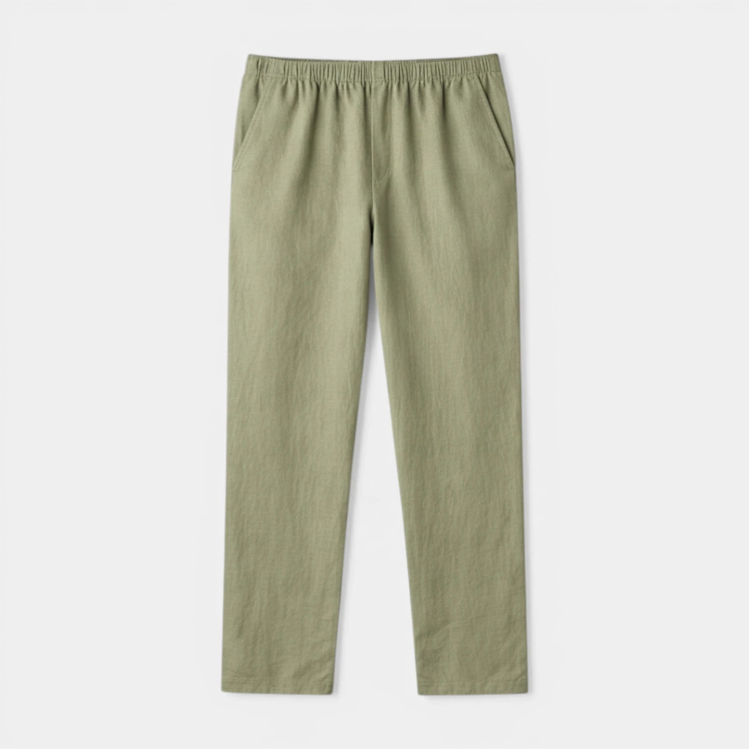 Men's Elastic Waist Straight Leg Relaxed Fit Linen Trousers