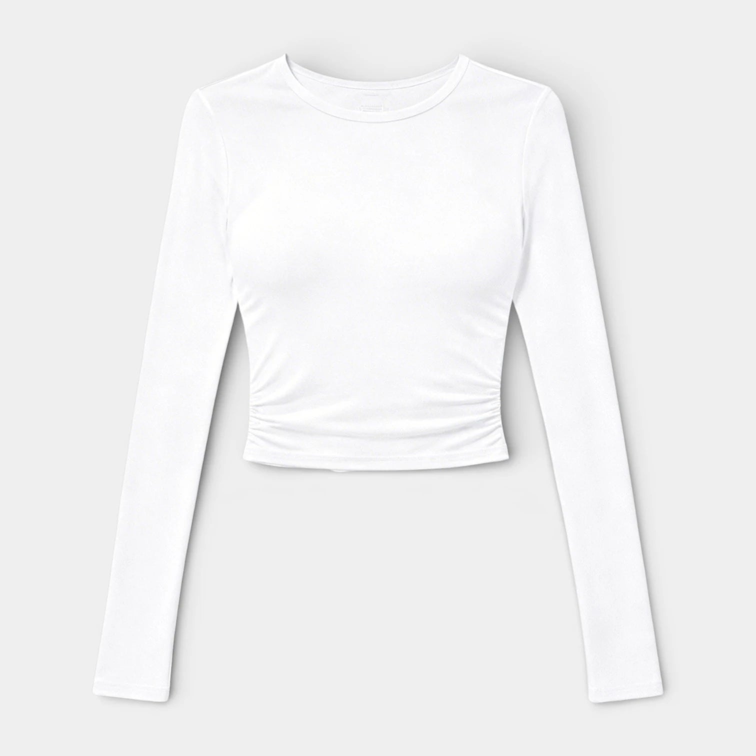 Top Court Femme Manches Longues – Taille Froncée Coupe Ajustée